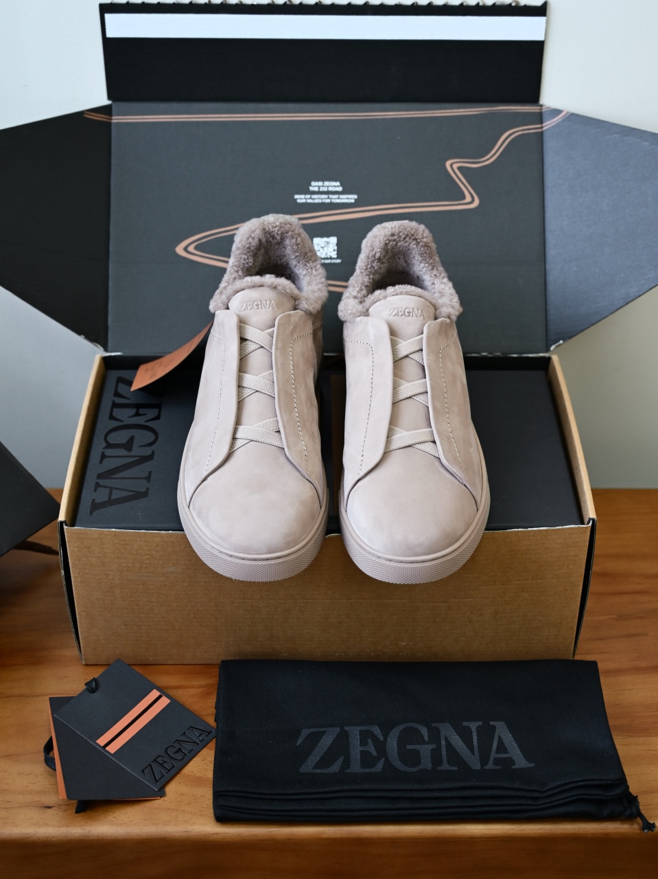 ZE2617-5M-Zegna Triple-Elastic Slip-On-Premium Suede Leather-Plush Shearling-Lined-C0 麂皮加绒