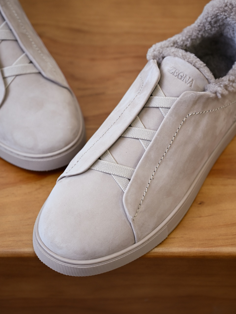 ZE2617-5M-Zegna Triple-Elastic Slip-On-Premium Suede Leather-Plush Shearling-Lined-C0 麂皮加绒