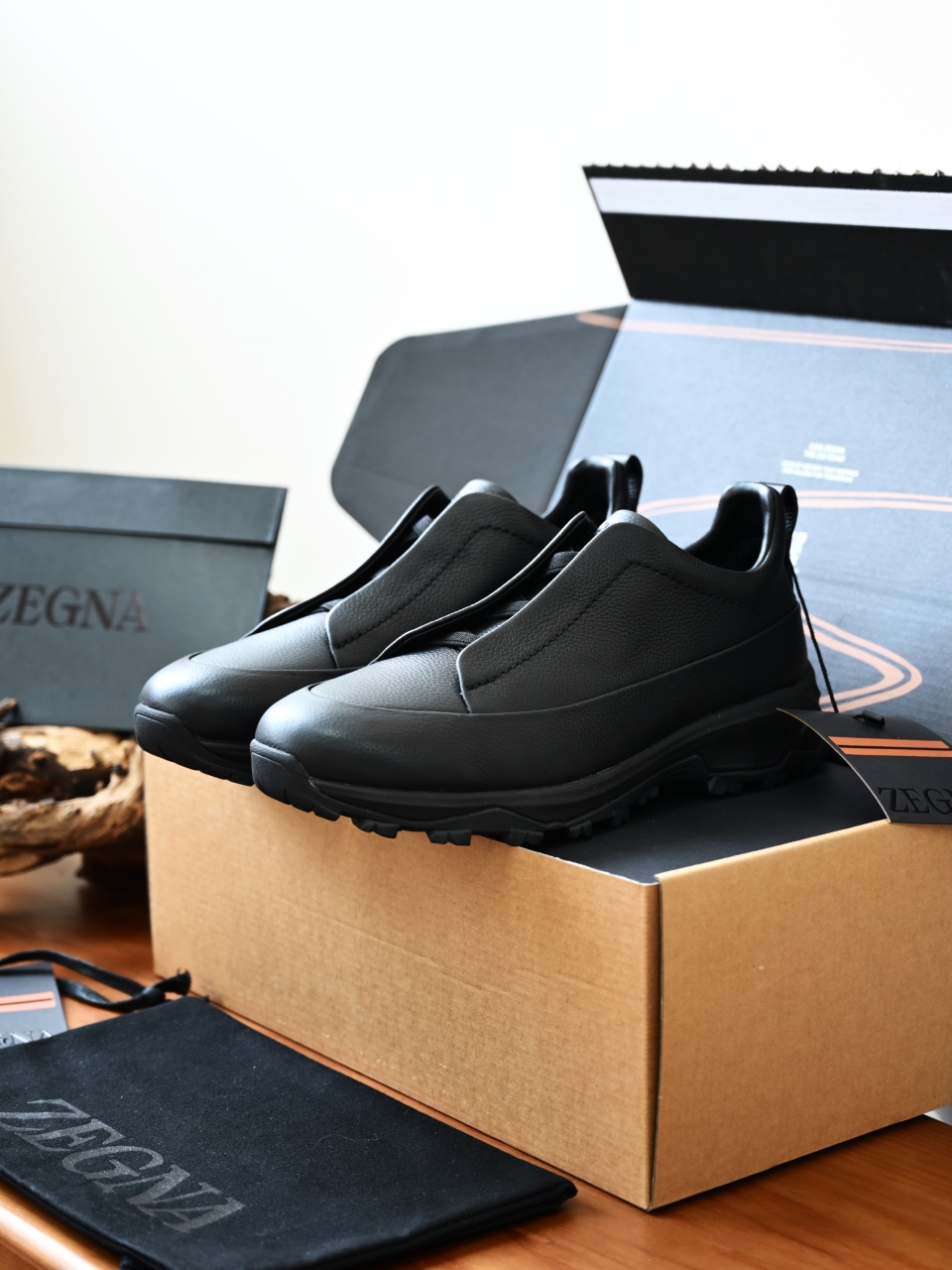 ZE2617-5M-Zegna Triple Fleece-Lined Outdoor Sports Shoes for Winter — Litchi-Patterned / Cowhide-C0