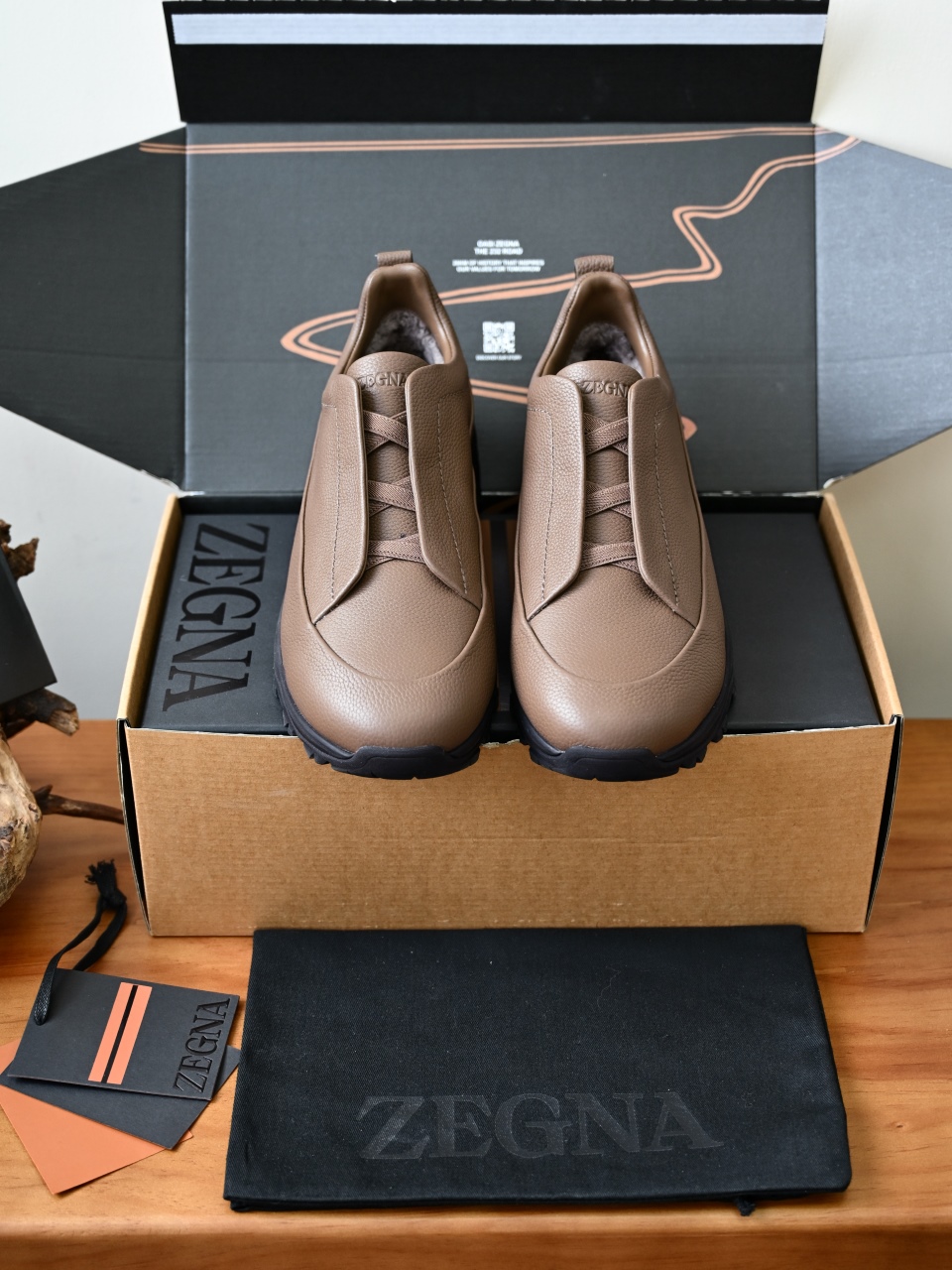 ZE2617-5M-Zegna Triple Fleece-Lined Outdoor Sports Shoes for Winter — Litchi-Patterned / Cowhide-C0