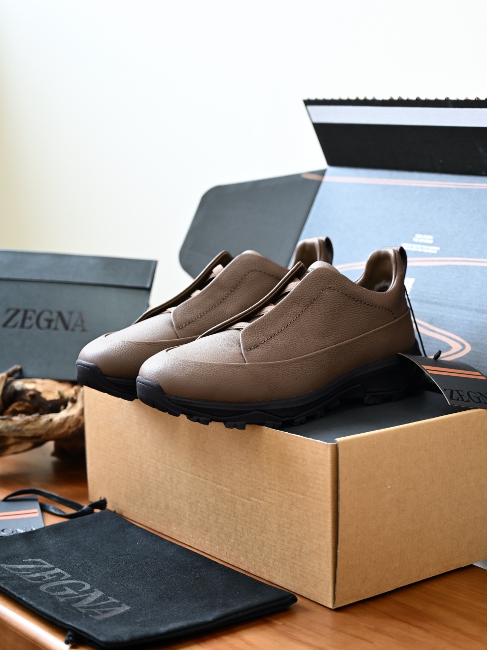 ZE2617-5M-Zegna Triple Fleece-Lined Outdoor Sports Shoes for Winter — Litchi-Patterned / Cowhide-C0