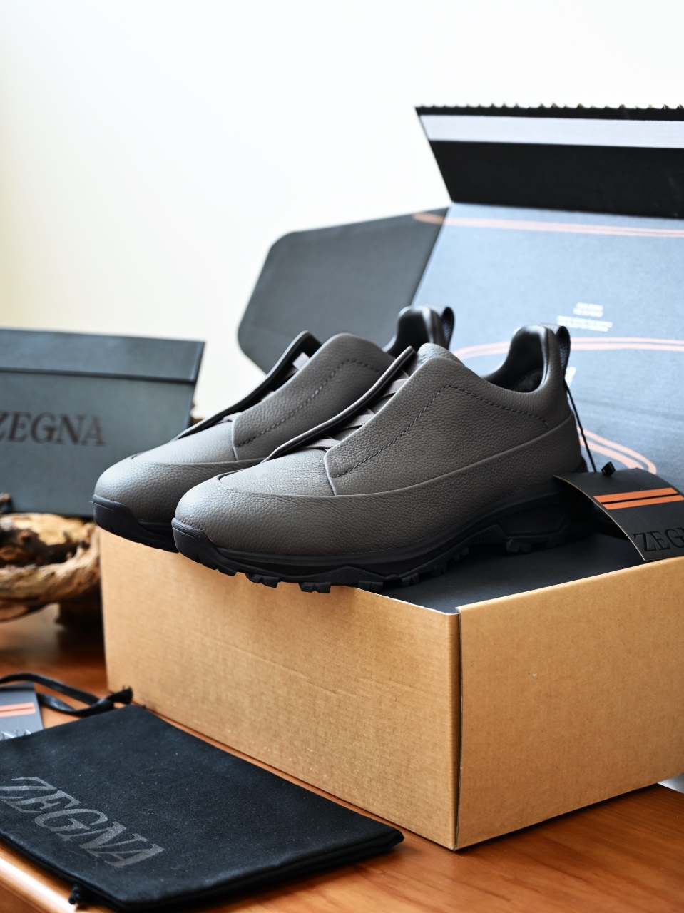ZE2617-5M-Zegna Triple Fleece-Lined Outdoor Sports Shoes for Winter — Litchi-Patterned / Cowhide-C0