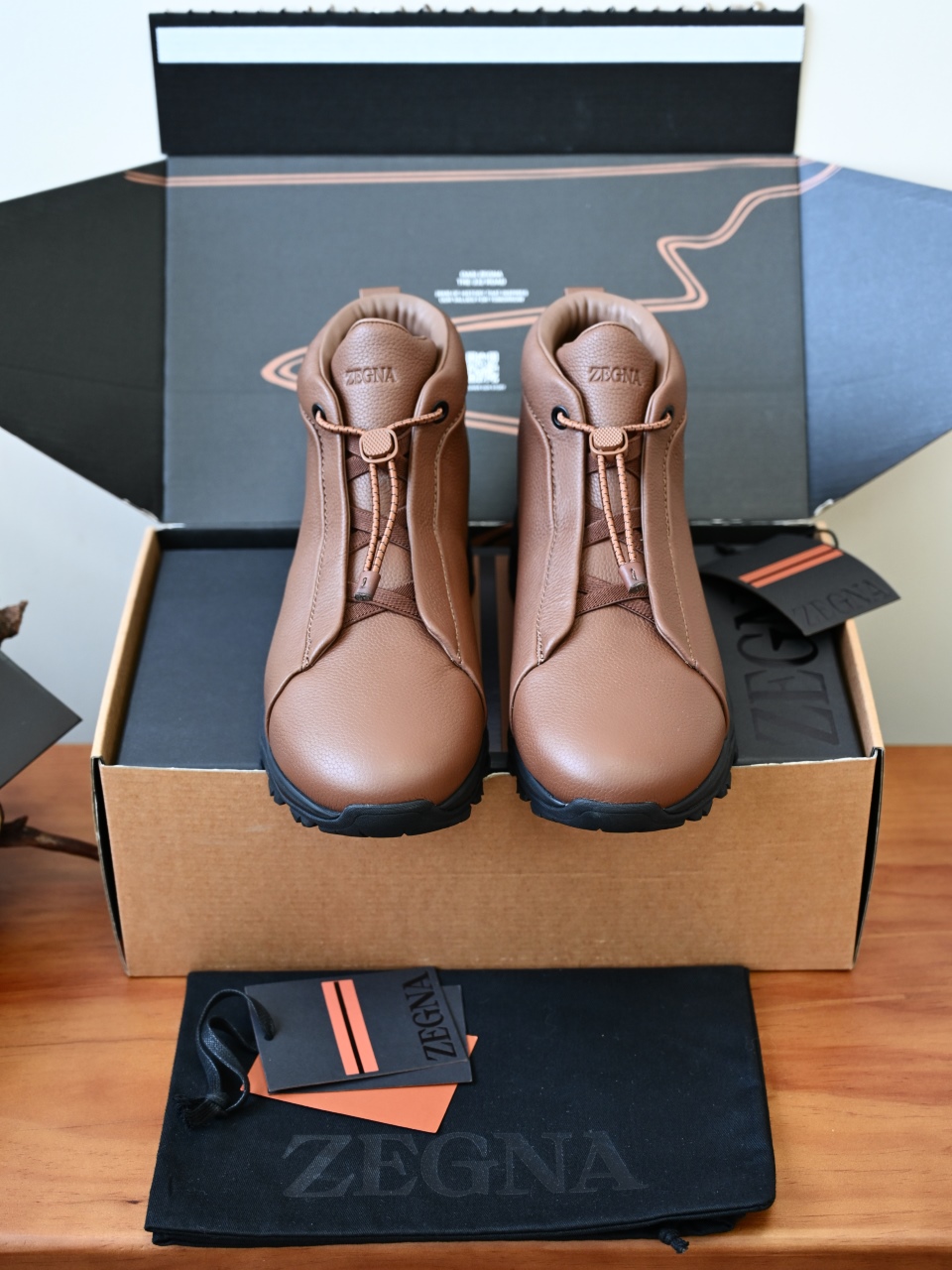 ZE2527M-1-Zegna Quiet Luxury Grained Leather High-Top Sneakers – 1:1 Bespoke Quality Winter Casuals-C0