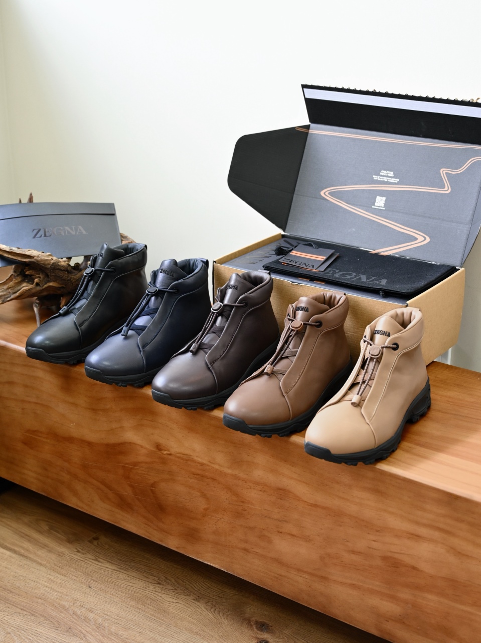 ZE2527-M-Zegna Men’s Triple Stitch Smooth Leather Sport Boots-C0-Fleece-lined for winter-加绒高筒