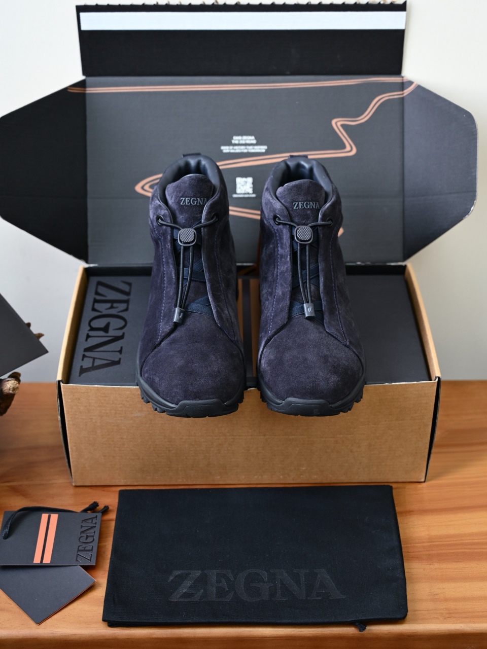 ZE2527-M-Zegna Men's Triple Stitch Suede Leather Sneakers-C0-Fleece-lined for winter-加绒高筒