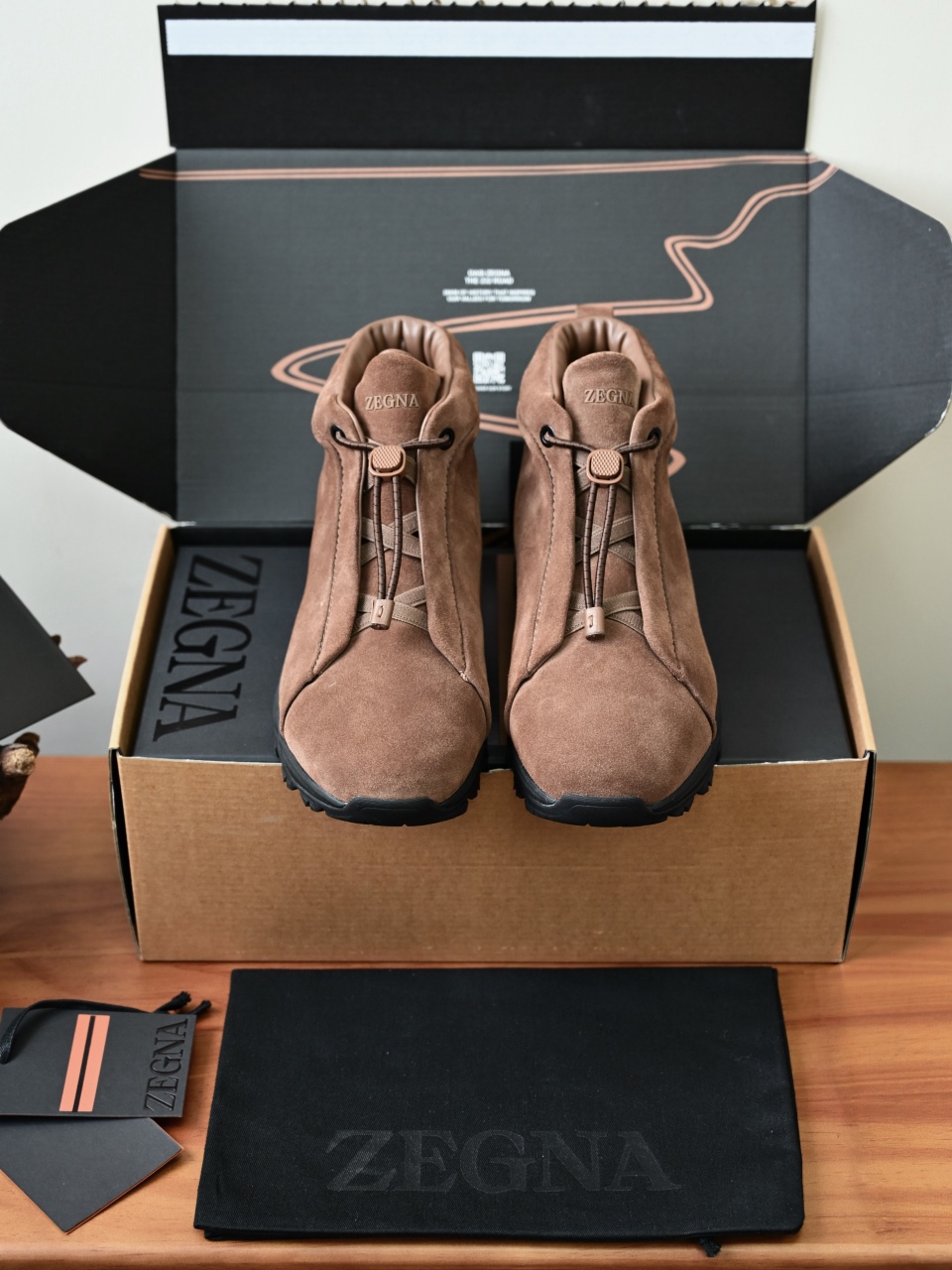 ZE2527-M-Zegna Men's Triple Stitch Suede Leather Sneakers-C0-Fleece-lined for winter-加绒高筒