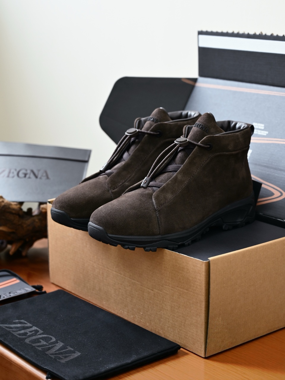 ZE2527-M-Zegna Men's Triple Stitch Suede Leather Sneakers-C0-Fleece-lined for winter-加绒高筒