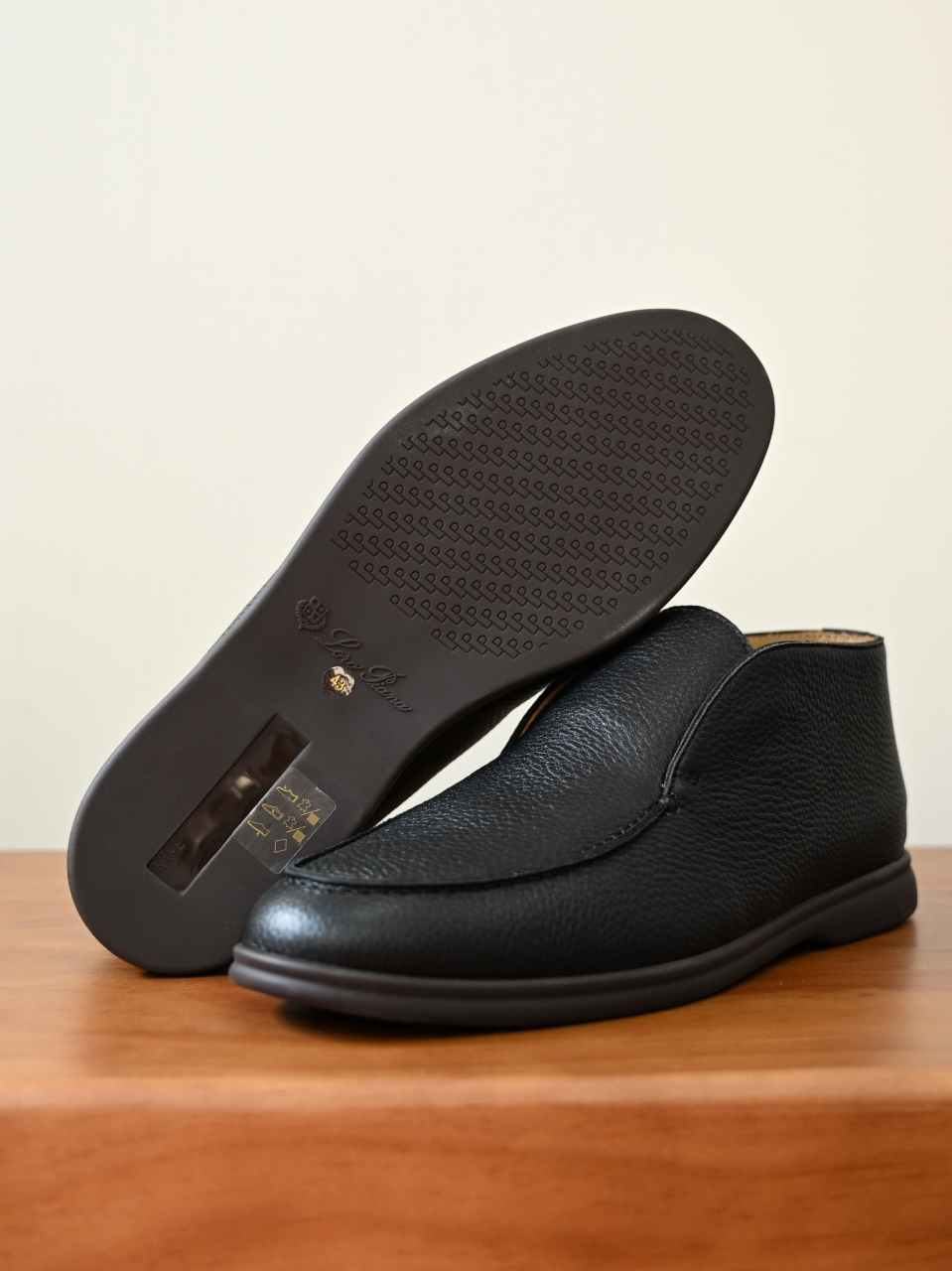 Loro Piana LP Open Walk Men（Grained Calfskin Leather）（Shearling/Merino Wool Insole）-LP2635-3-C0-荔枝纹毛鞋垫