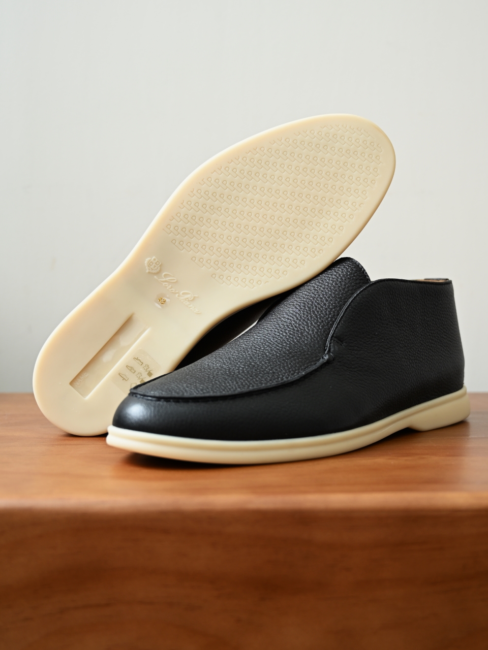 Loro Piana LP Open Walk Men（Grained Calfskin Leather）（Shearling/Merino Wool Insole）-LP2635-3-C0-荔枝纹毛鞋垫