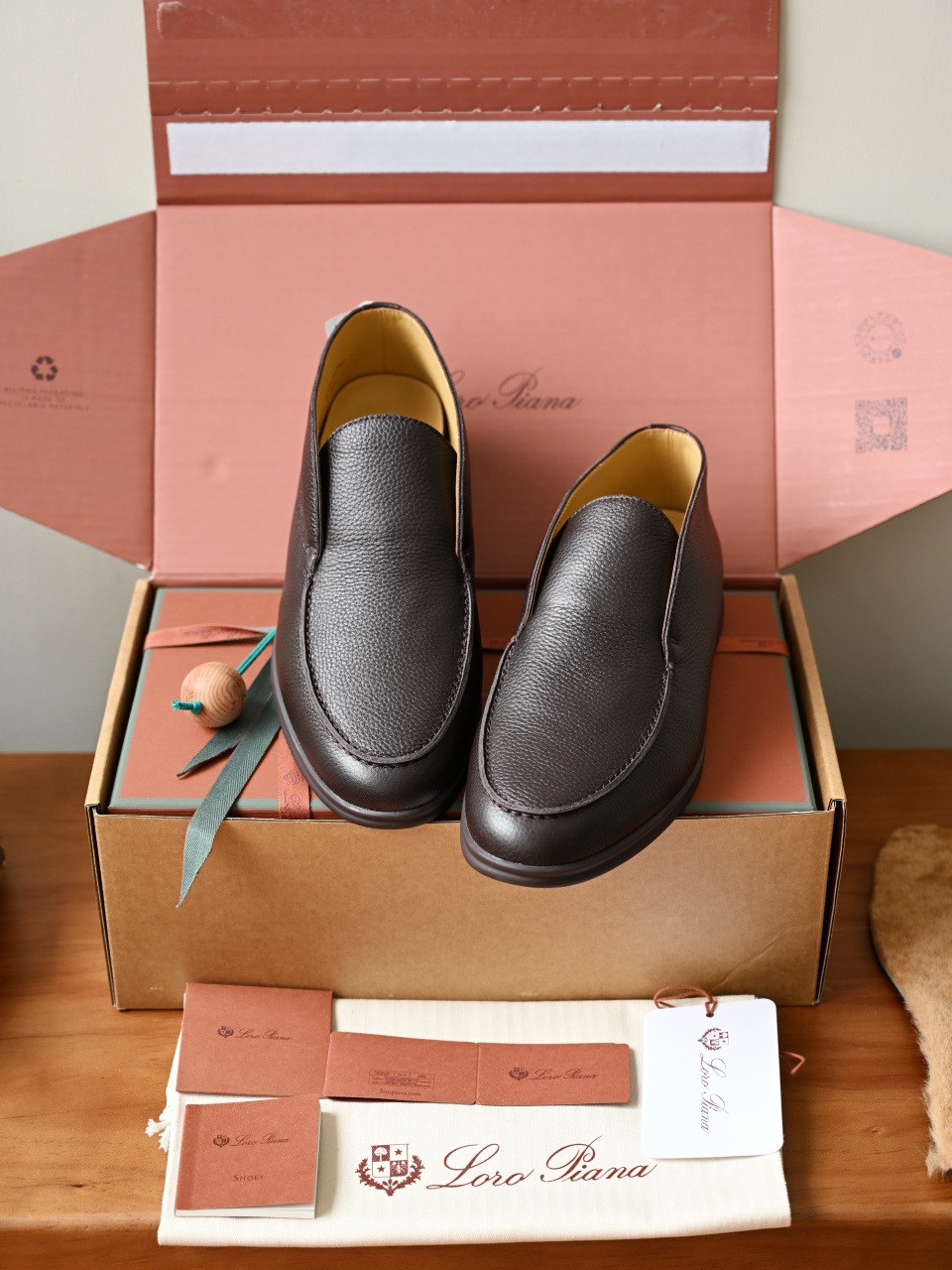 Loro Piana LP Open Walk Men（Grained Calfskin Leather）（Shearling/Merino Wool Insole）-LP2635-3-C0-荔枝纹毛鞋垫