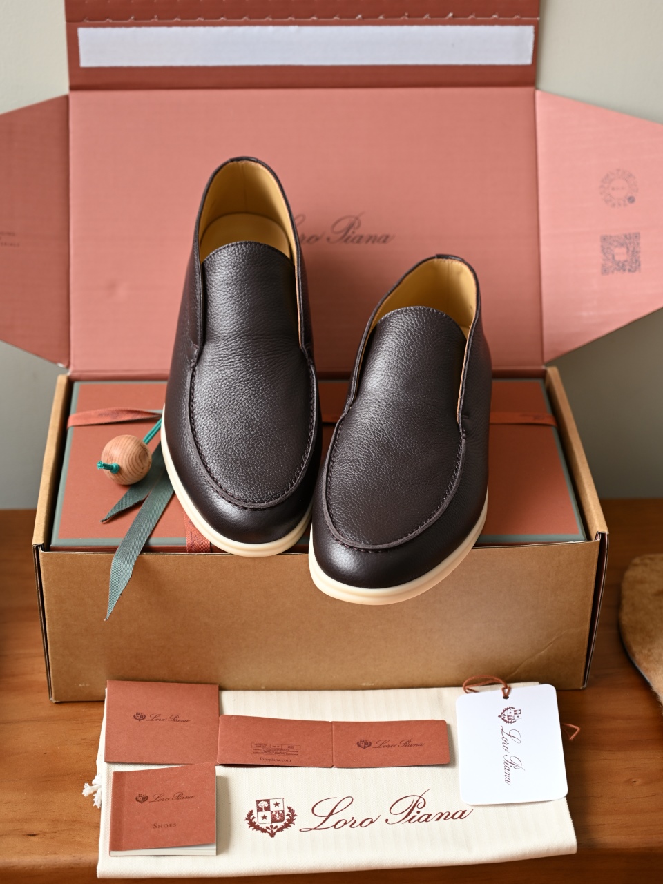 Loro Piana LP Open Walk Men（Grained Calfskin Leather）（Shearling/Merino Wool Insole）-LP2635-3-C0-荔枝纹毛鞋垫
