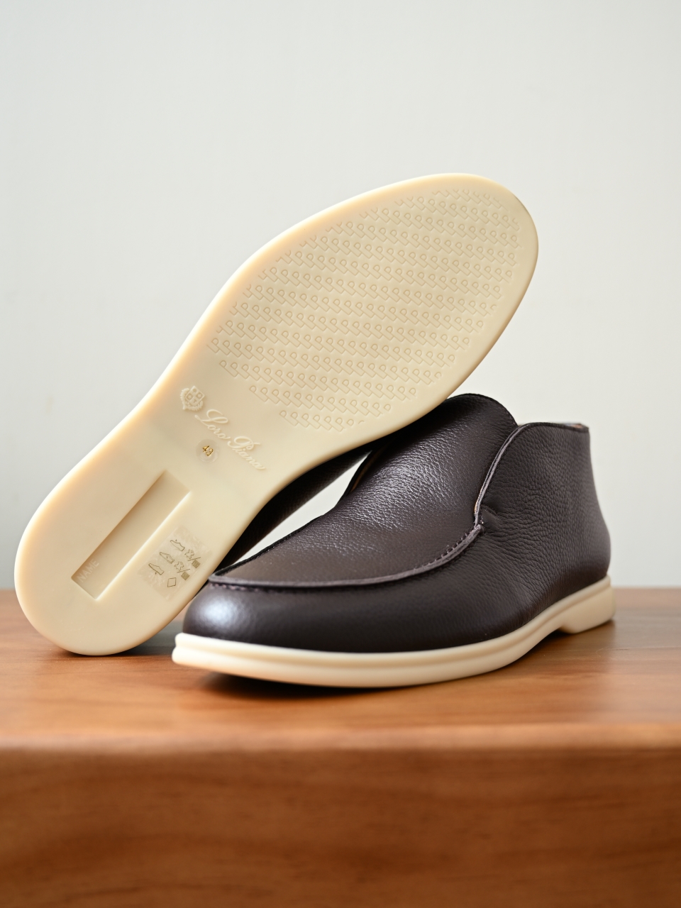 Loro Piana LP Open Walk Men（Grained Calfskin Leather）（Shearling/Merino Wool Insole）-LP2635-3-C0-荔枝纹毛鞋垫