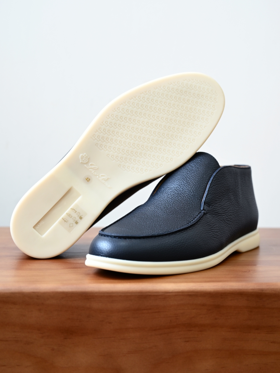 Loro Piana LP Open Walk Men（Grained Calfskin Leather）（Shearling/Merino Wool Insole）-LP2635-3-C0-荔枝纹毛鞋垫