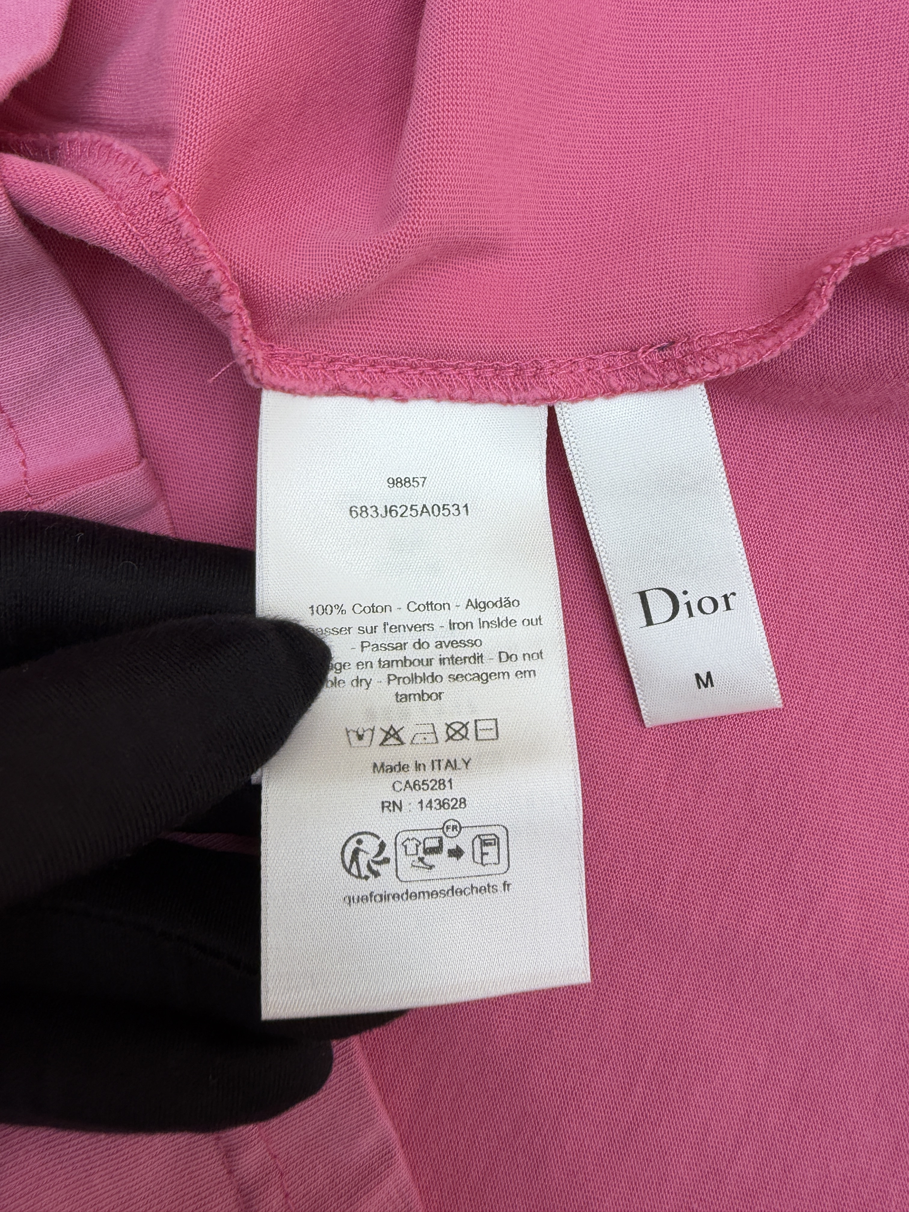 DIOR 迪奥 褪白刺绣字母圆领短袖 T恤 夏季 黑色 粉色 A0 
