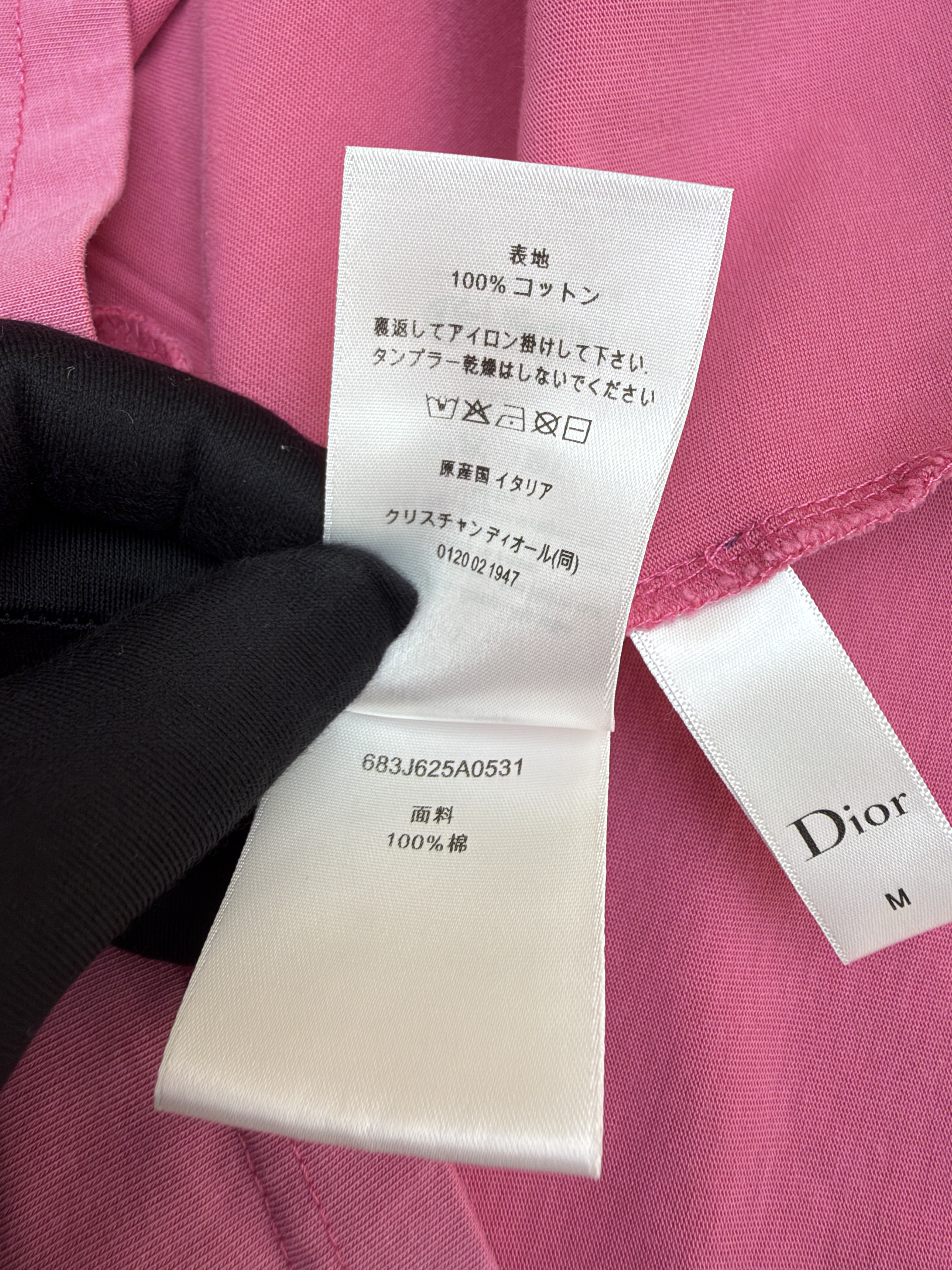 DIOR 迪奥 褪白刺绣字母圆领短袖 T恤 夏季 黑色 粉色 A0 