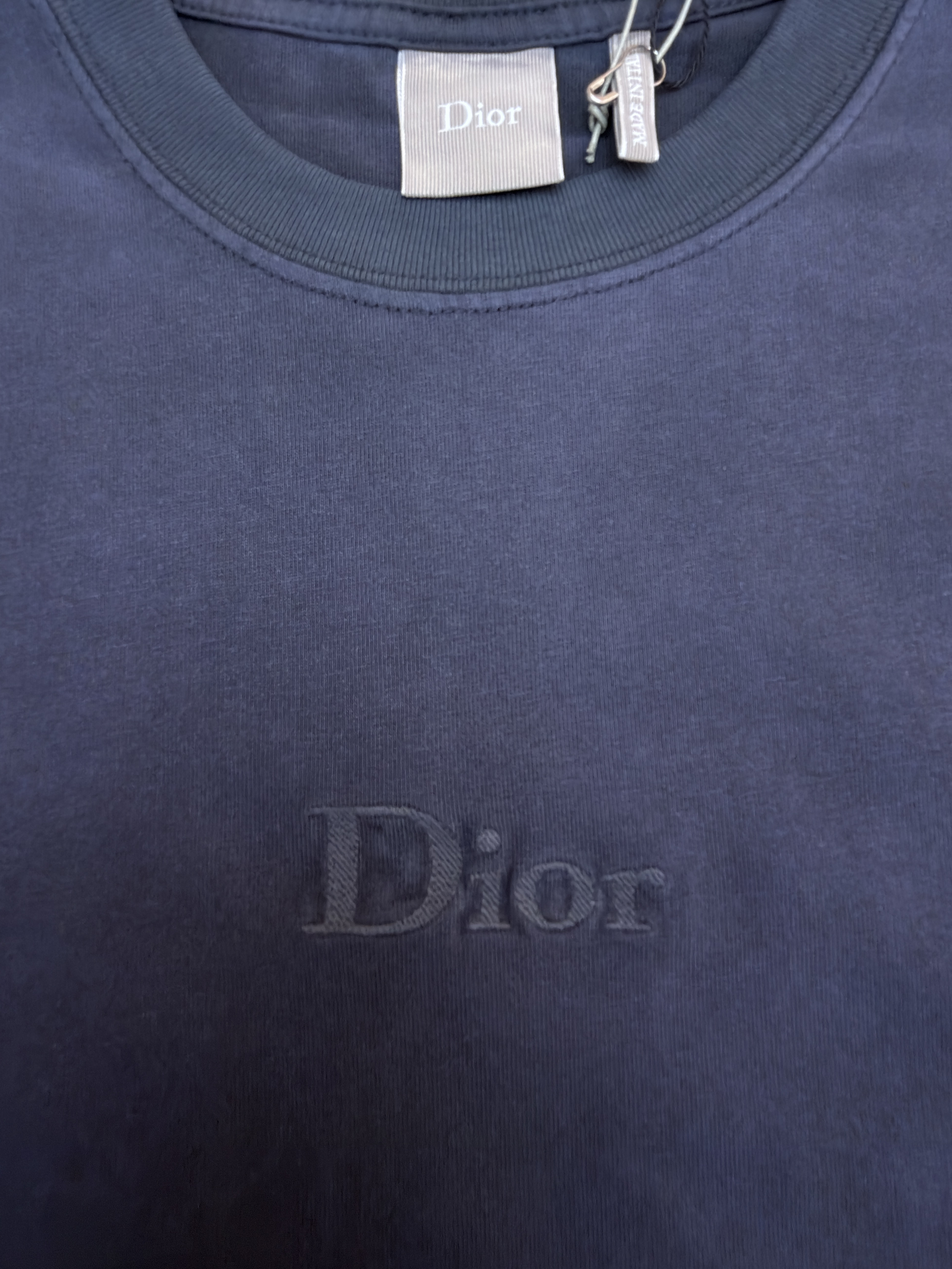 DIOR 迪奥 褪白刺绣字母圆领短袖 T恤 夏季 黑色 粉色 A0 