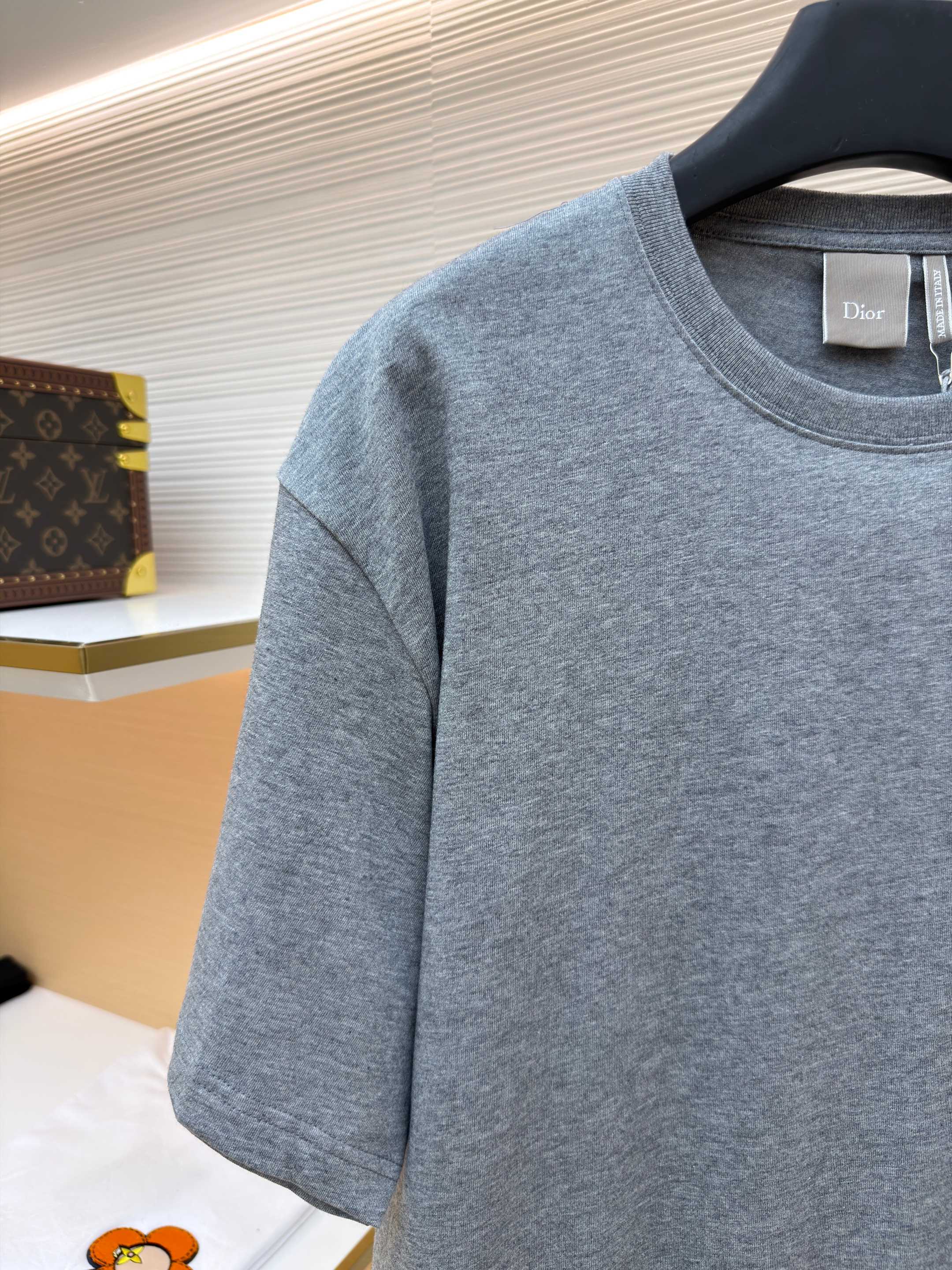 DIOR 迪奥 斜纹标志圆领短袖 T恤 夏季 灰色 A0 