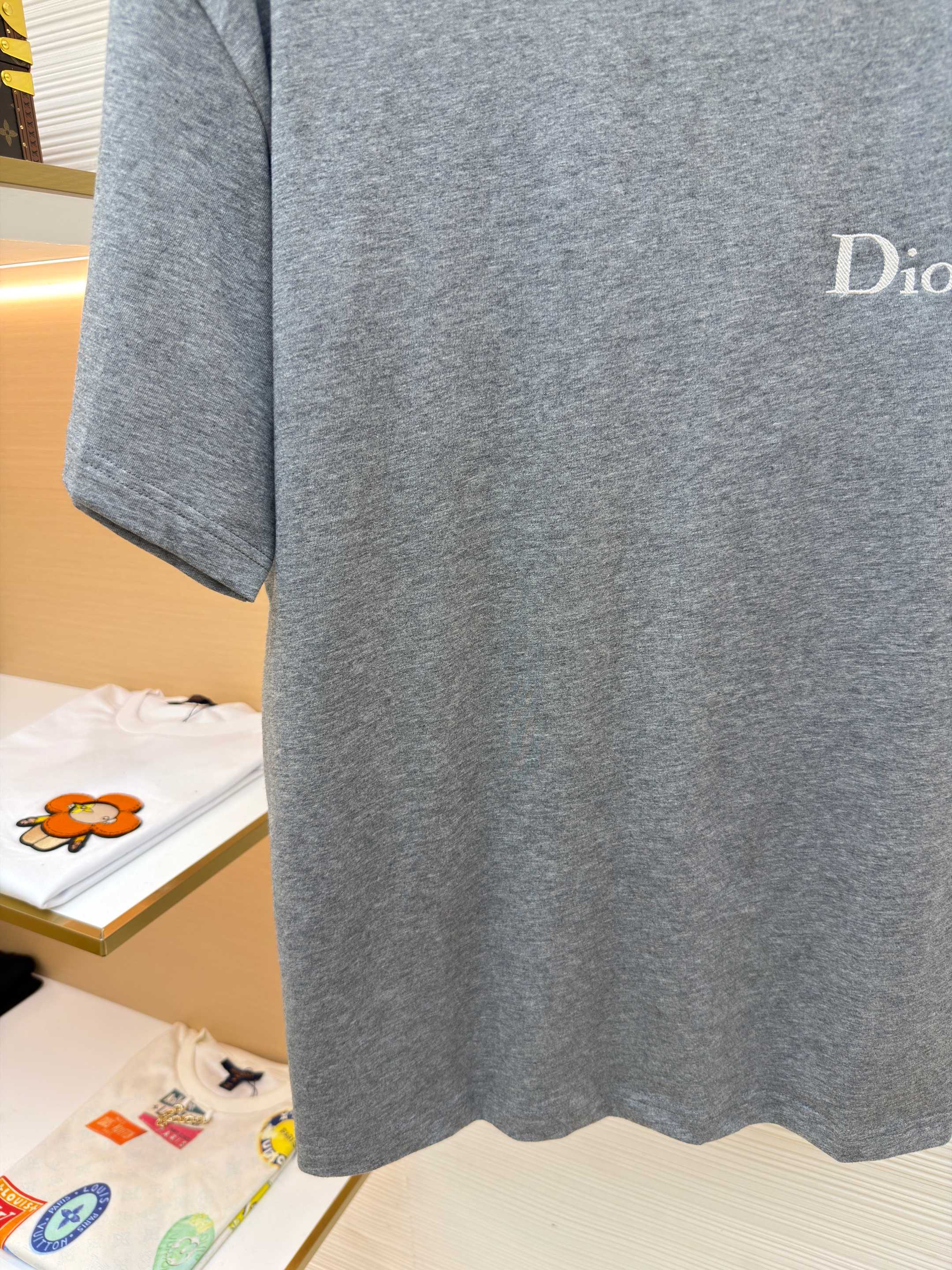 DIOR 迪奥 斜纹标志圆领短袖 T恤 夏季 灰色 A0 