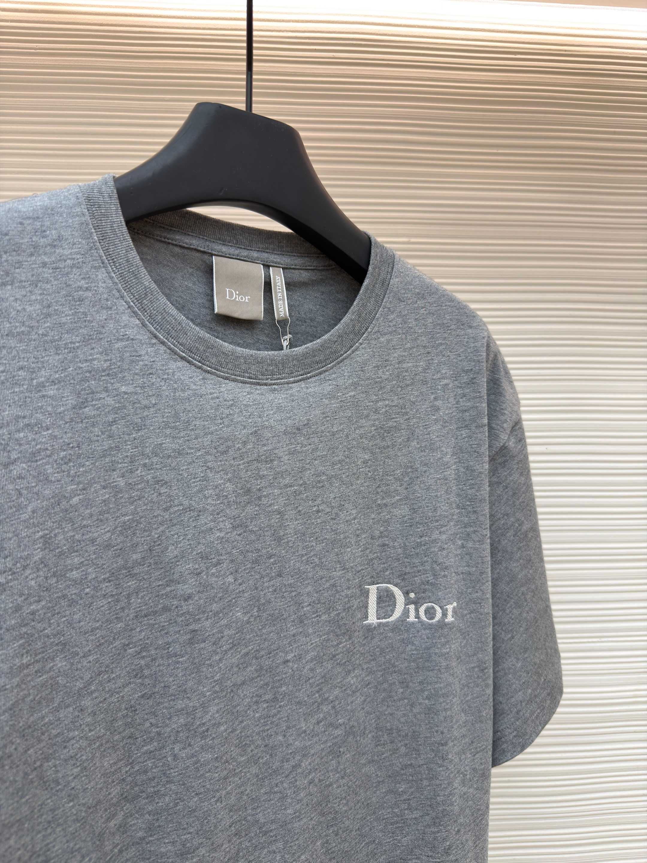DIOR 迪奥 斜纹标志圆领短袖 T恤 夏季 灰色 A0 