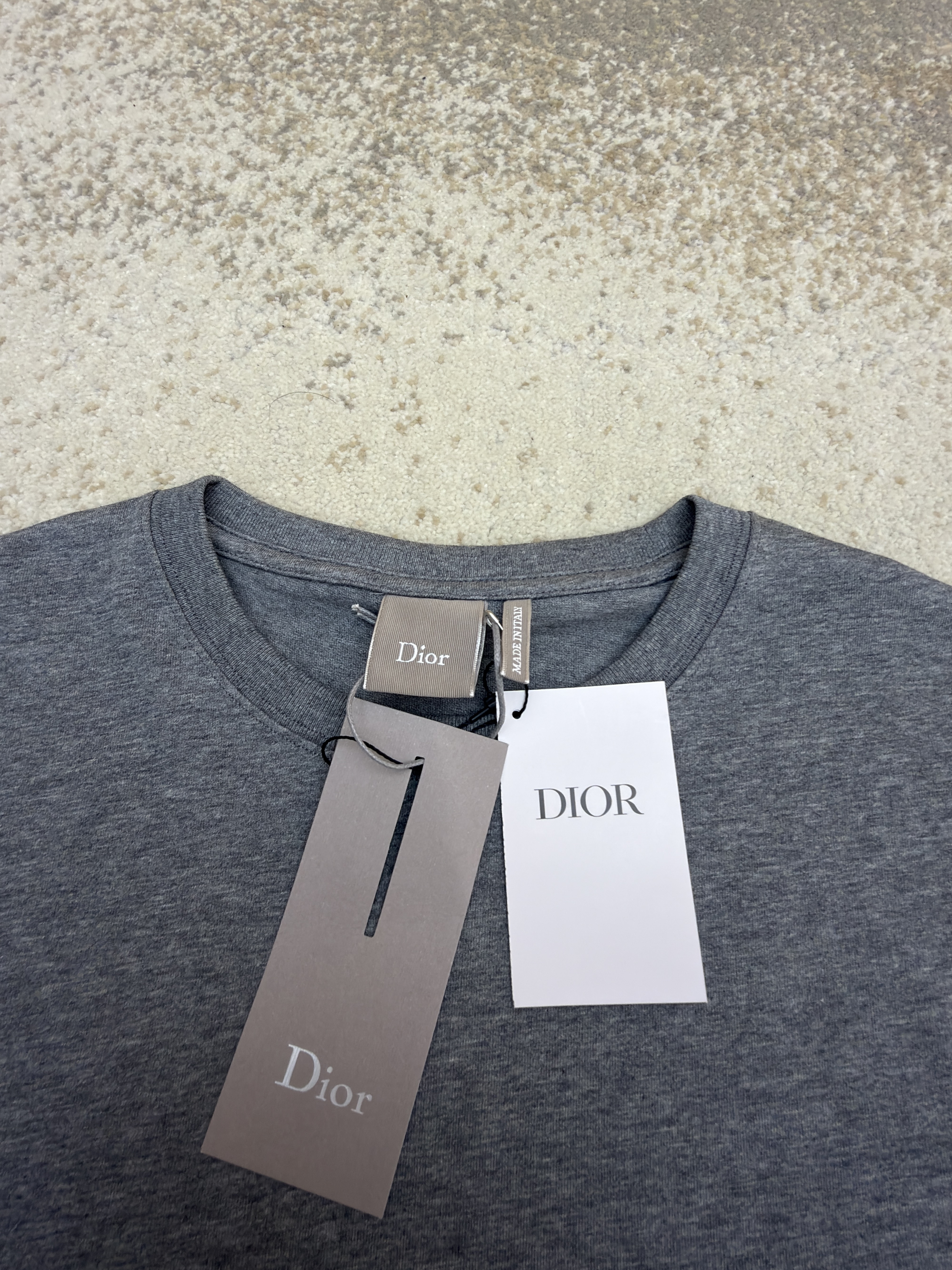 DIOR 迪奥 斜纹标志圆领短袖 T恤 夏季 灰色 A0 