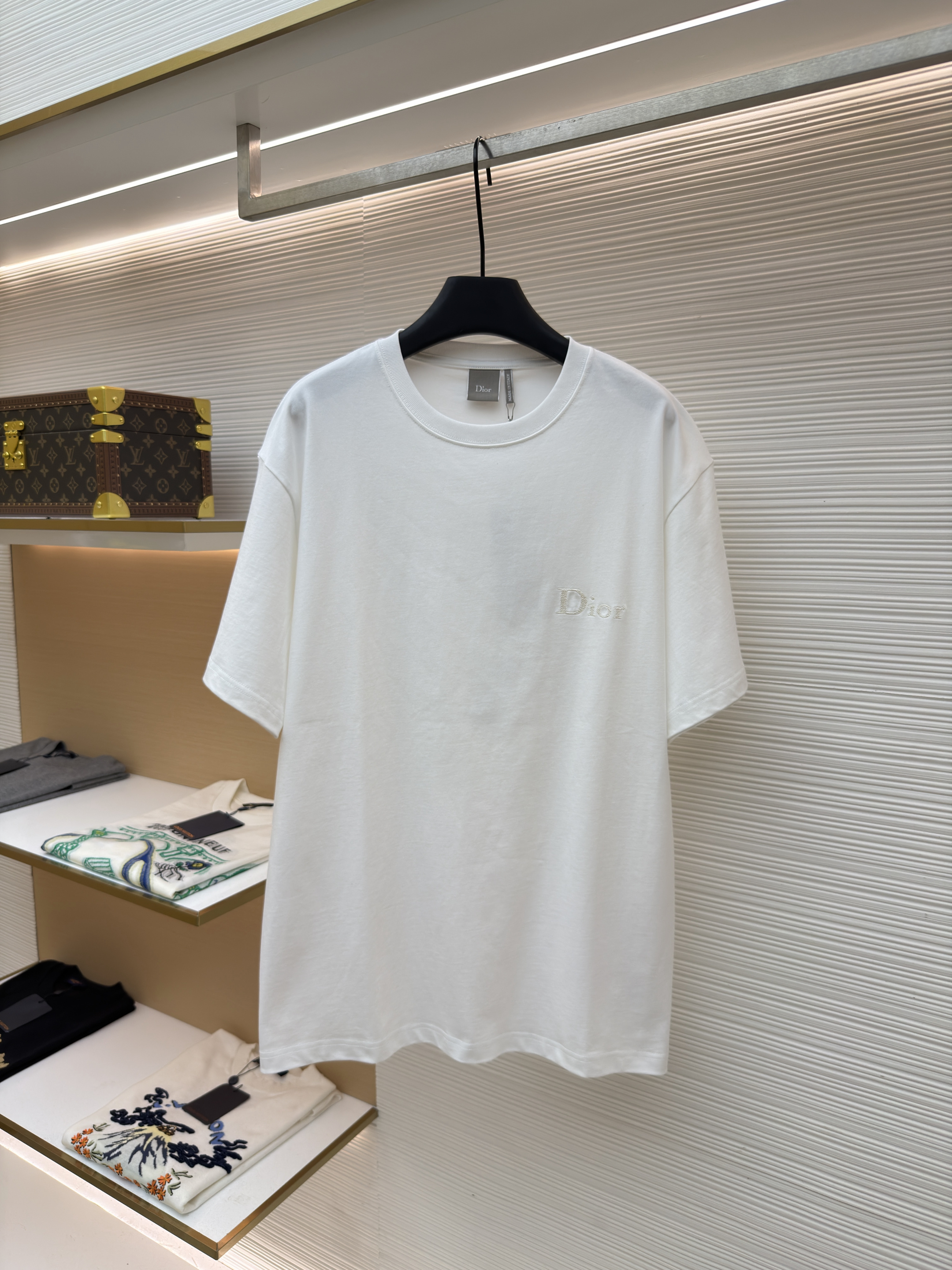 DIOR 迪奥 胸前小字母绣圆领短袖 T恤 夏季 白色 A0 