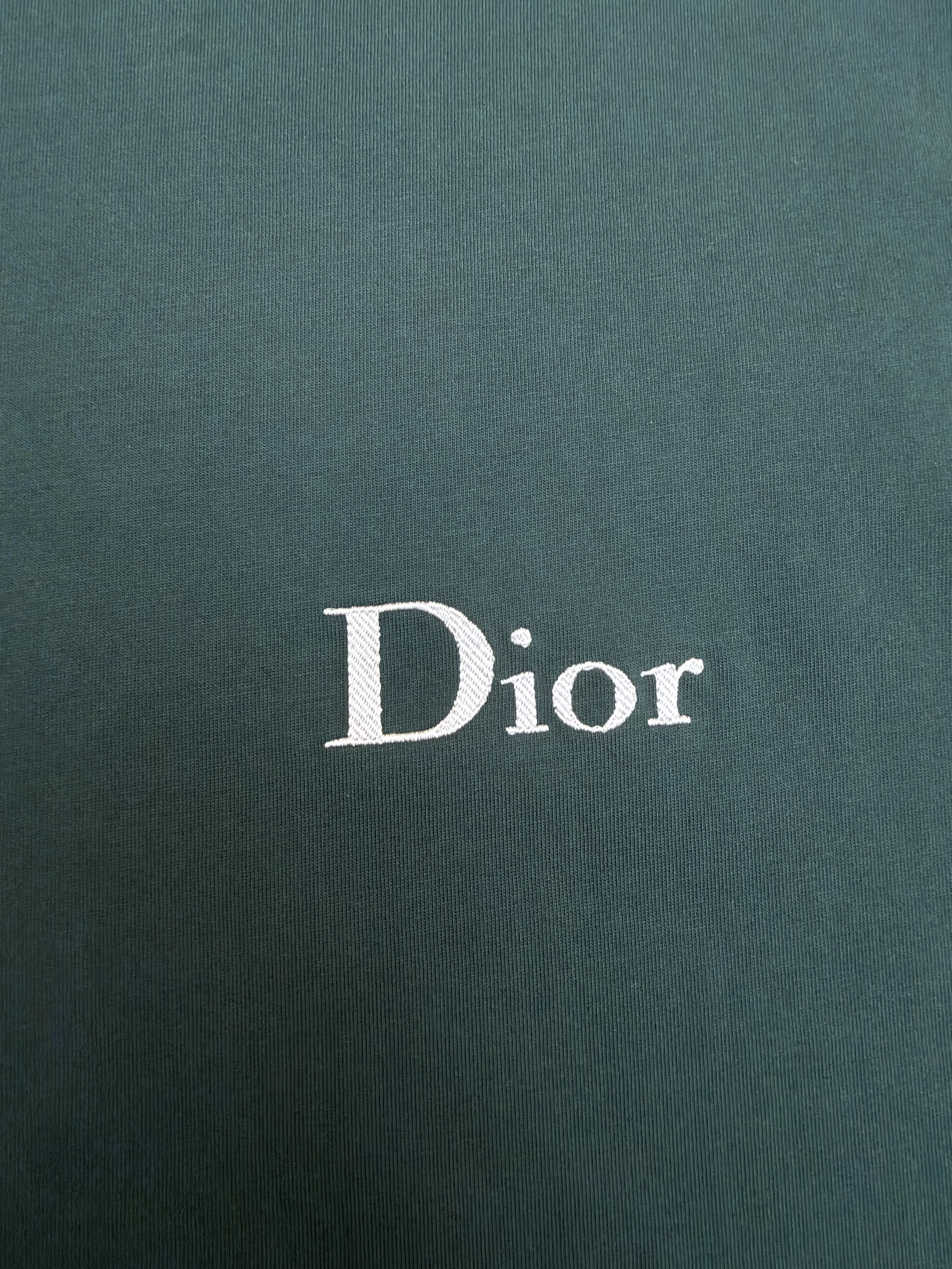 DIOR 迪奥 胸前小字母绣圆领短袖 T恤 夏季 墨绿色 A0 