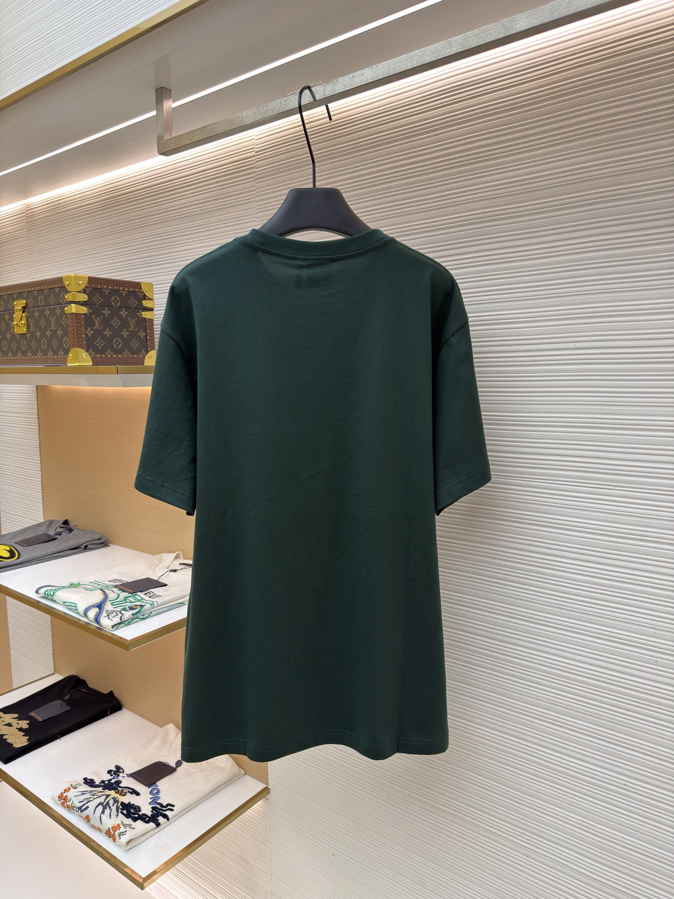 DIOR 迪奥 胸前小字母绣圆领短袖 T恤 夏季 墨绿色 A0 
