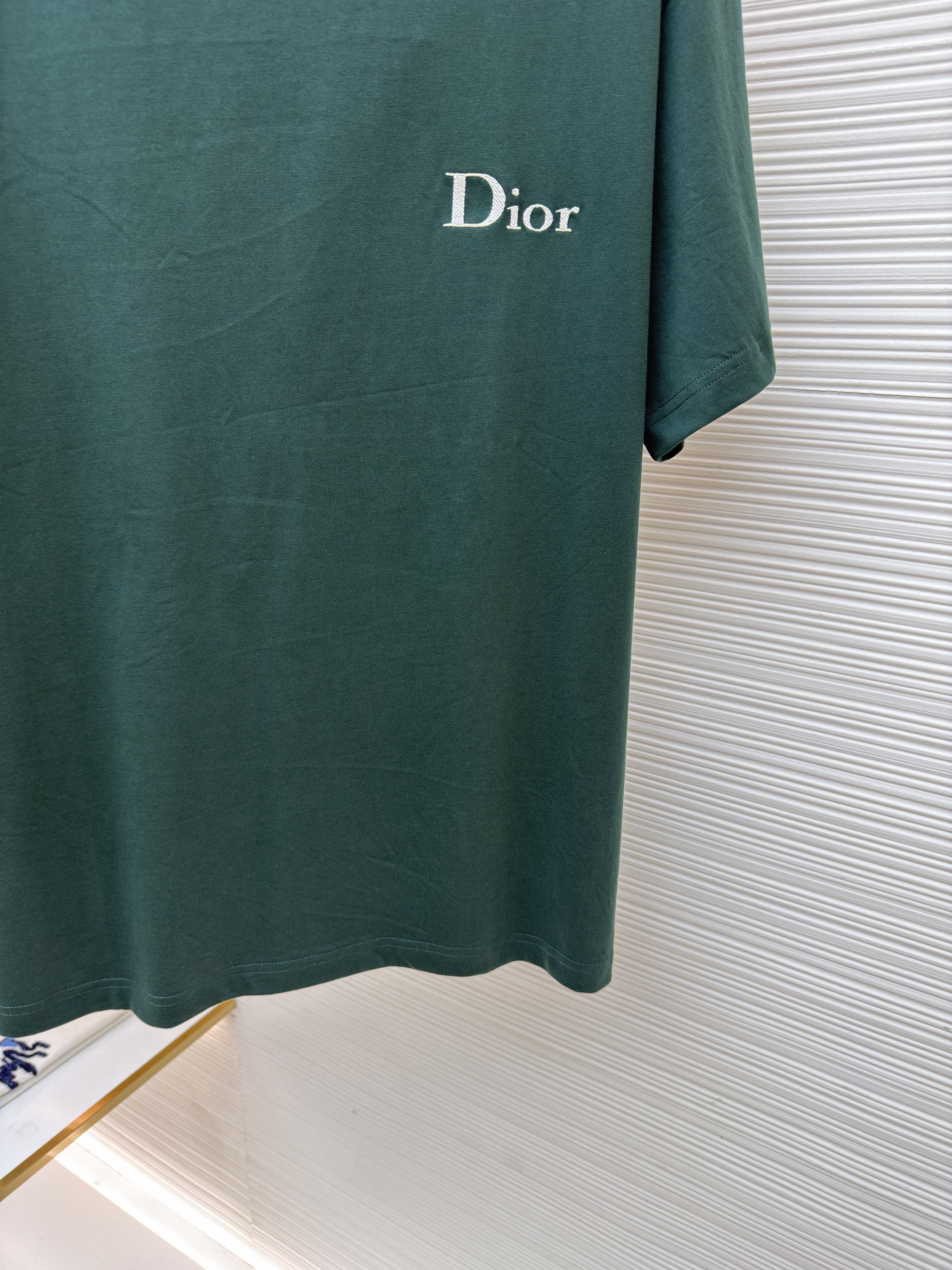 DIOR 迪奥 胸前小字母绣圆领短袖 T恤 夏季 墨绿色 A0 