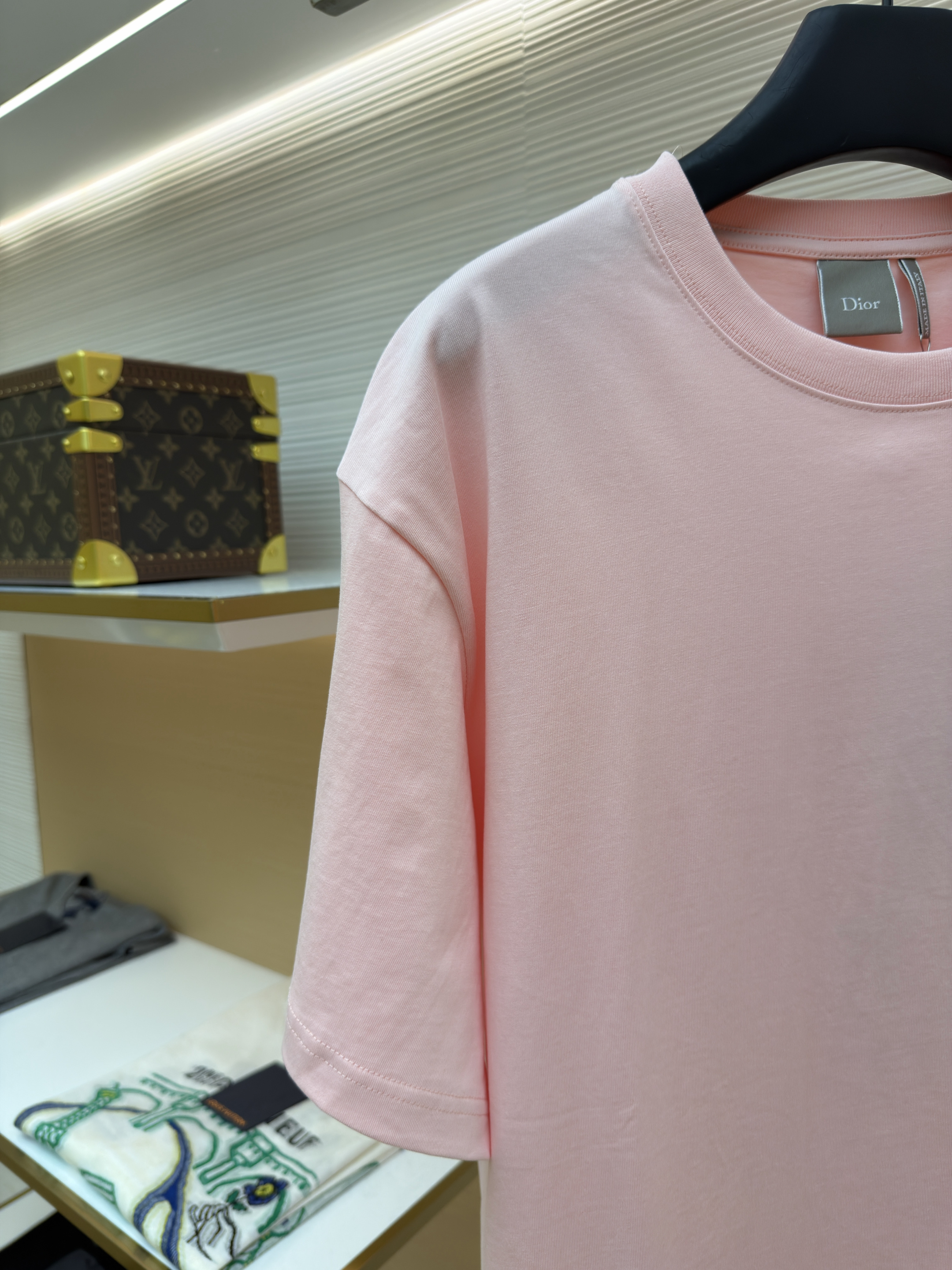 DIOR 迪奥 斜纹标志圆领短袖 T恤 夏季 粉色 A0 