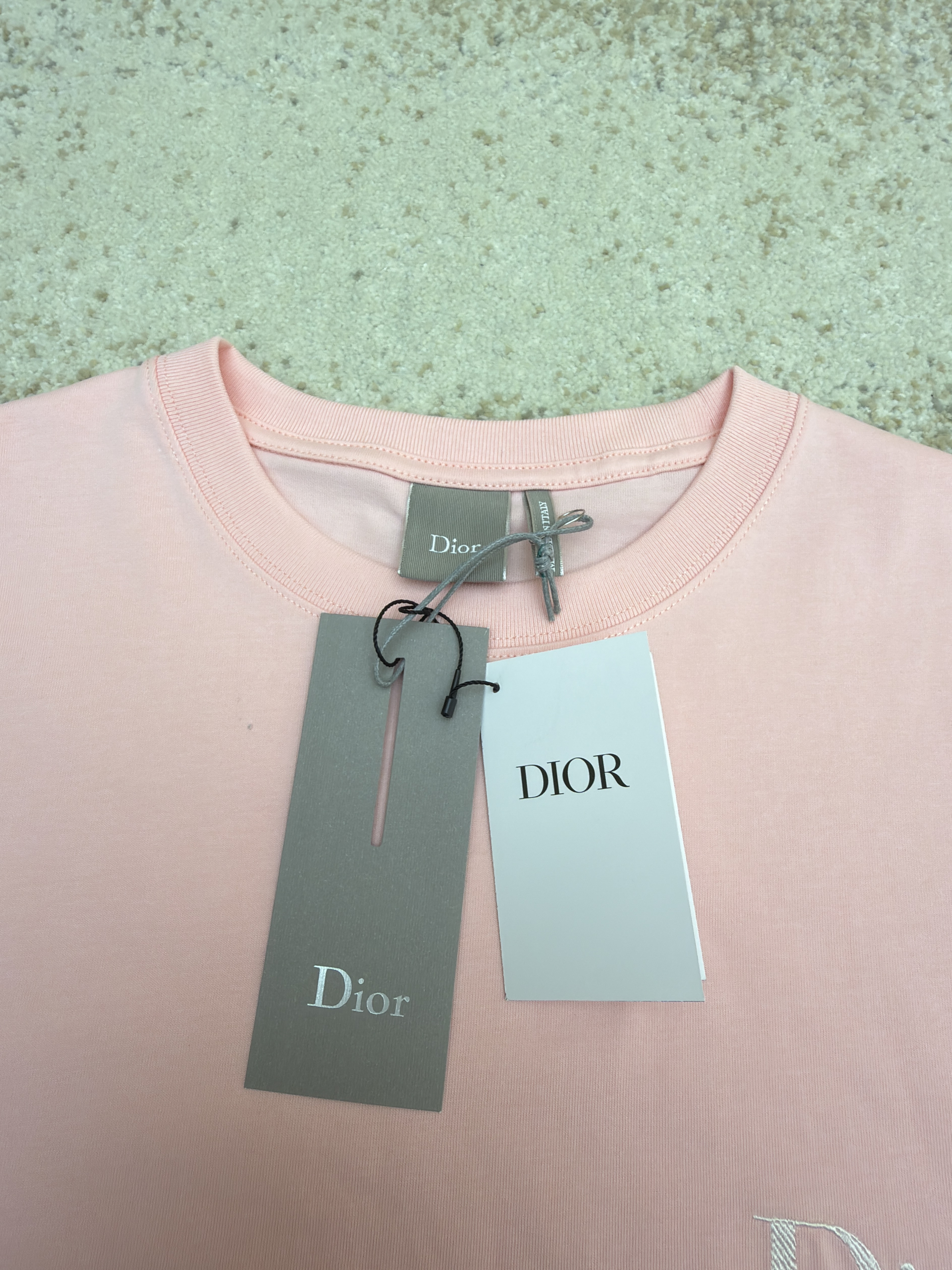 DIOR 迪奥 斜纹标志圆领短袖 T恤 夏季 粉色 A0 