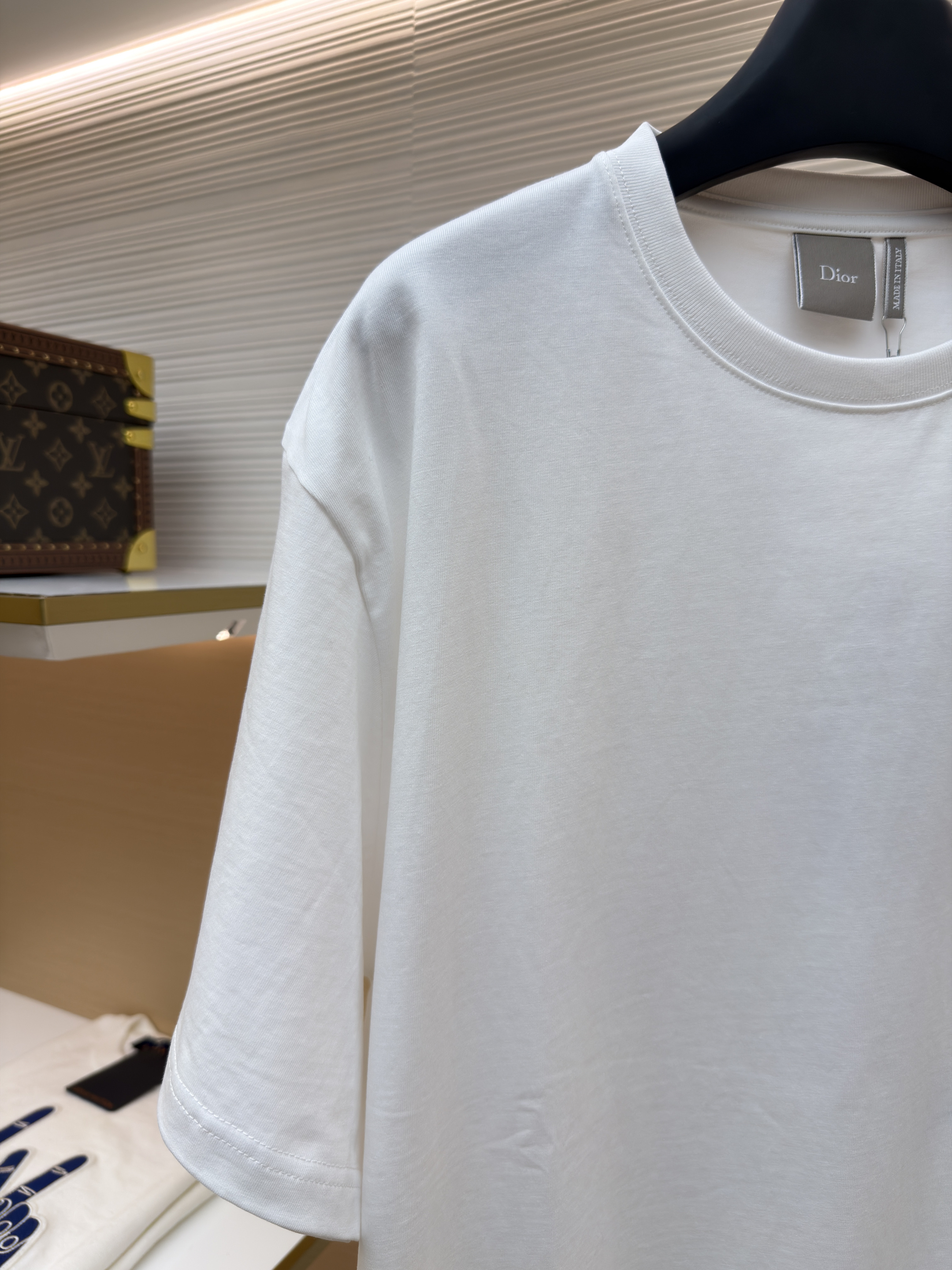 DIOR 迪奥 斜纹标志圆领短袖 T恤 夏季 白色（蓝标） A0 