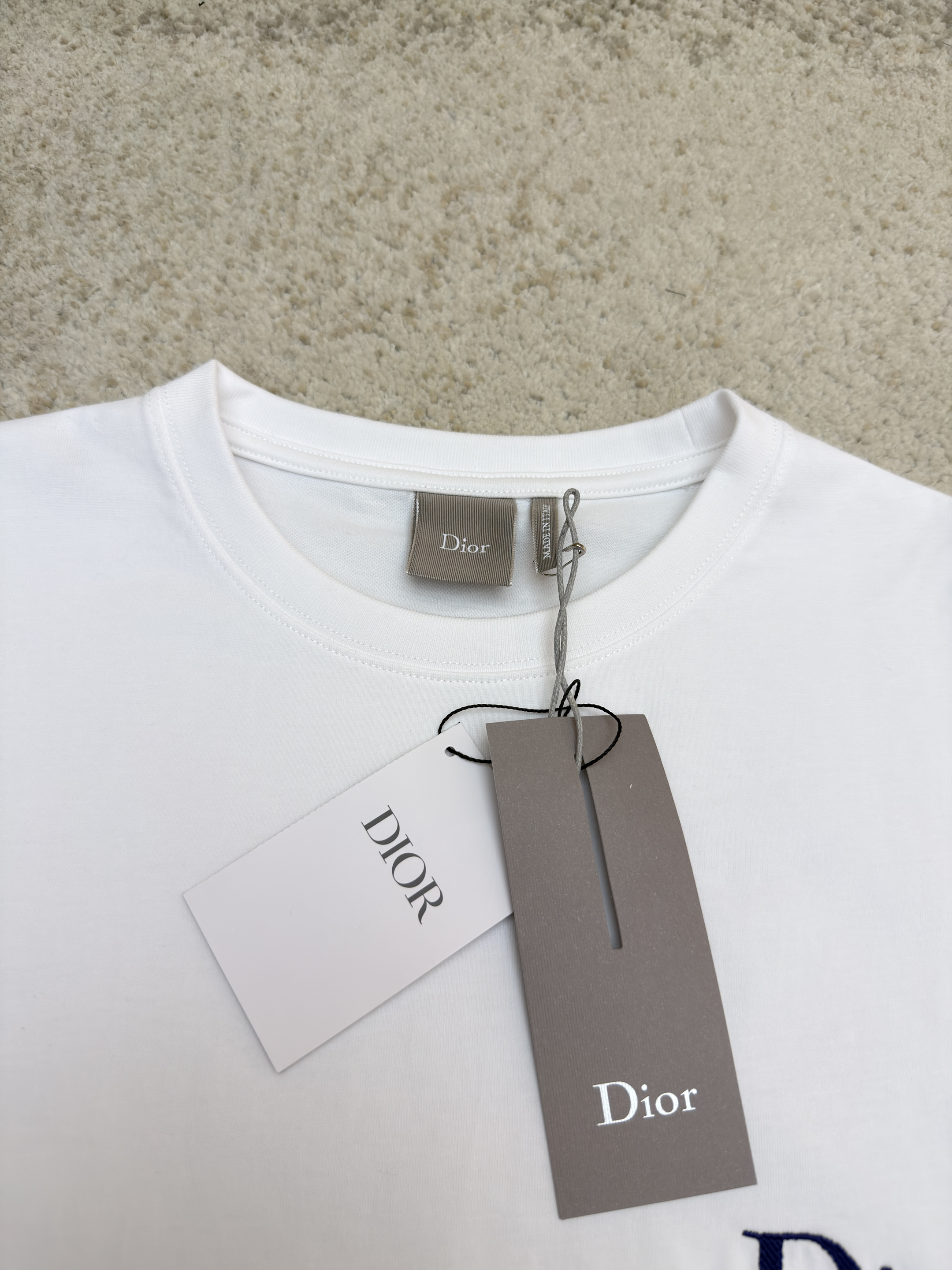 DIOR 迪奥 斜纹标志圆领短袖 T恤 夏季 白色（蓝标） A0 