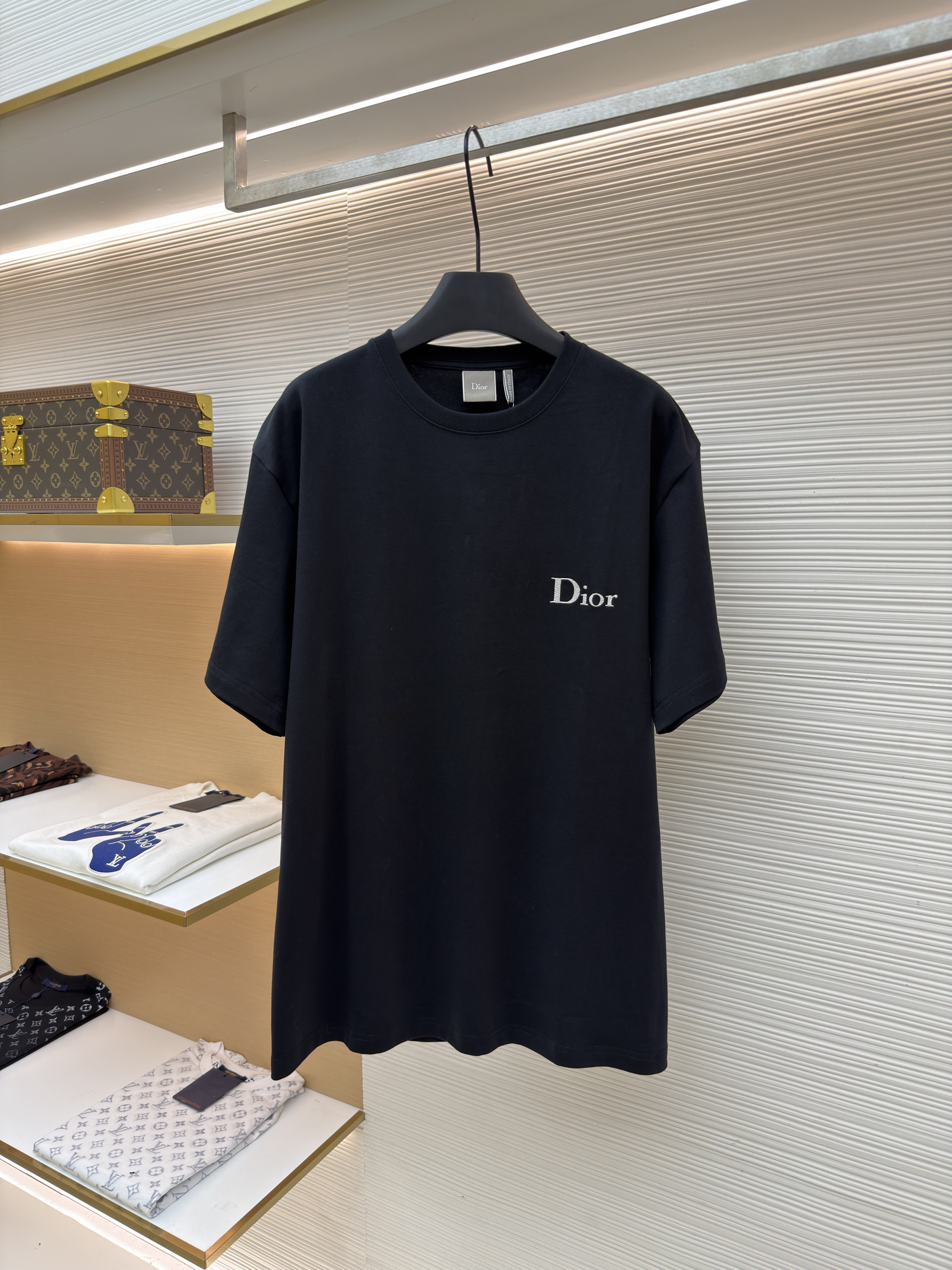 DIOR 迪奥 斜纹标志圆领短袖 T恤 夏季 黑色（白标） A0 