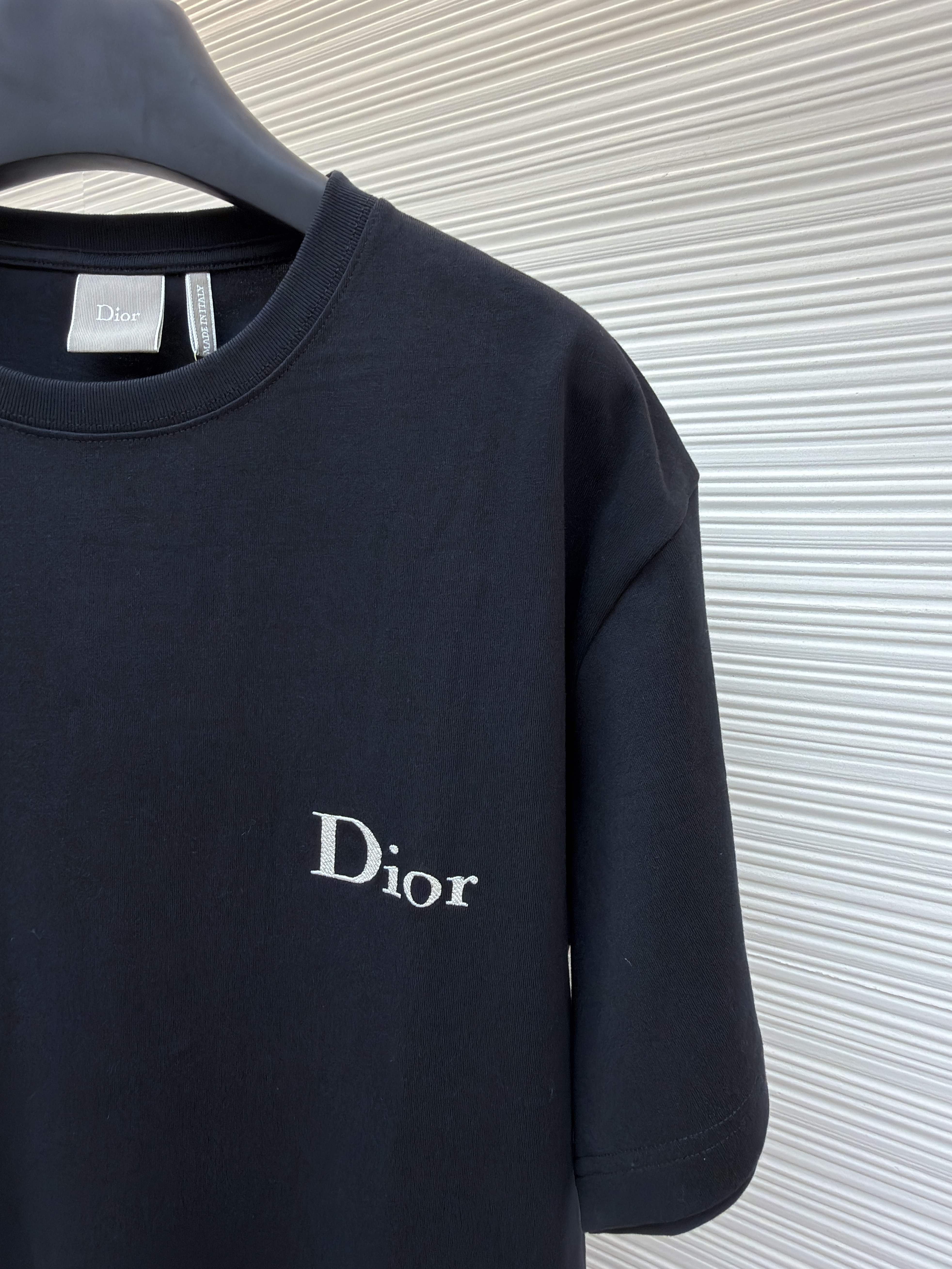 DIOR 迪奥 斜纹标志圆领短袖 T恤 夏季 黑色（白标） A0 