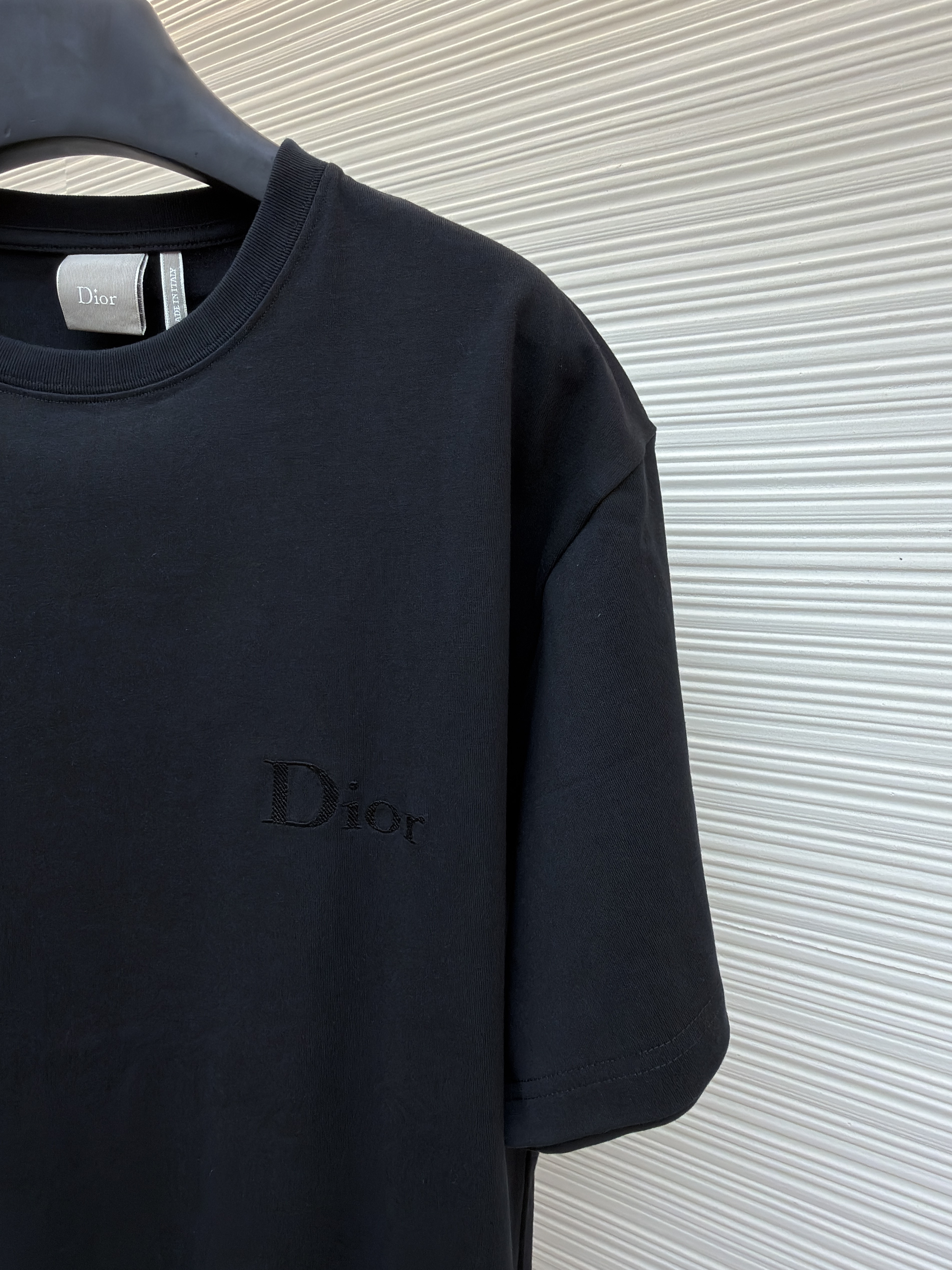 DIOR 迪奥 黑色斜纹标志圆领短袖 T恤 夏季 黑色 A0 