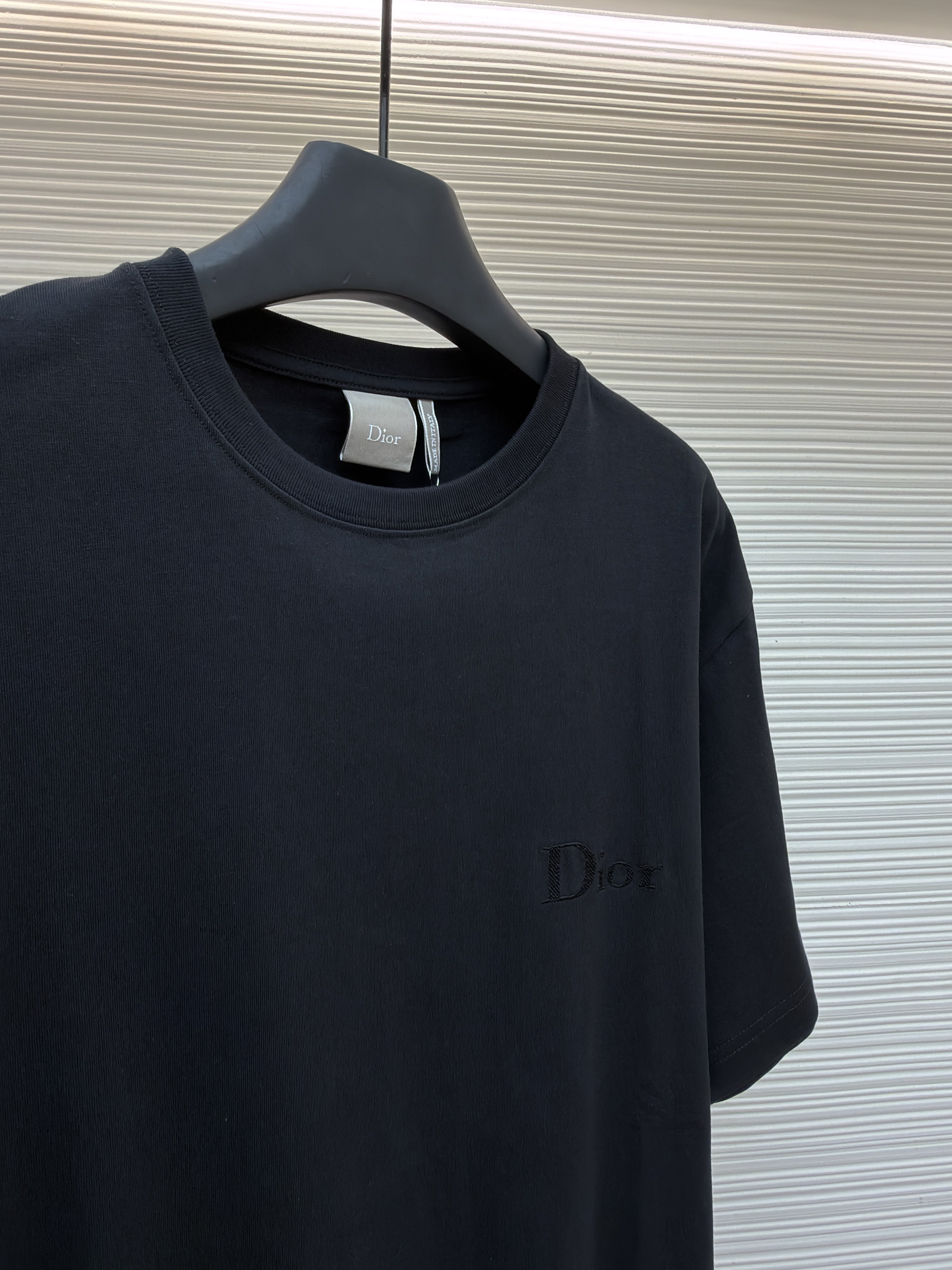 DIOR 迪奥 黑色斜纹标志圆领短袖 T恤 夏季 黑色 A0 