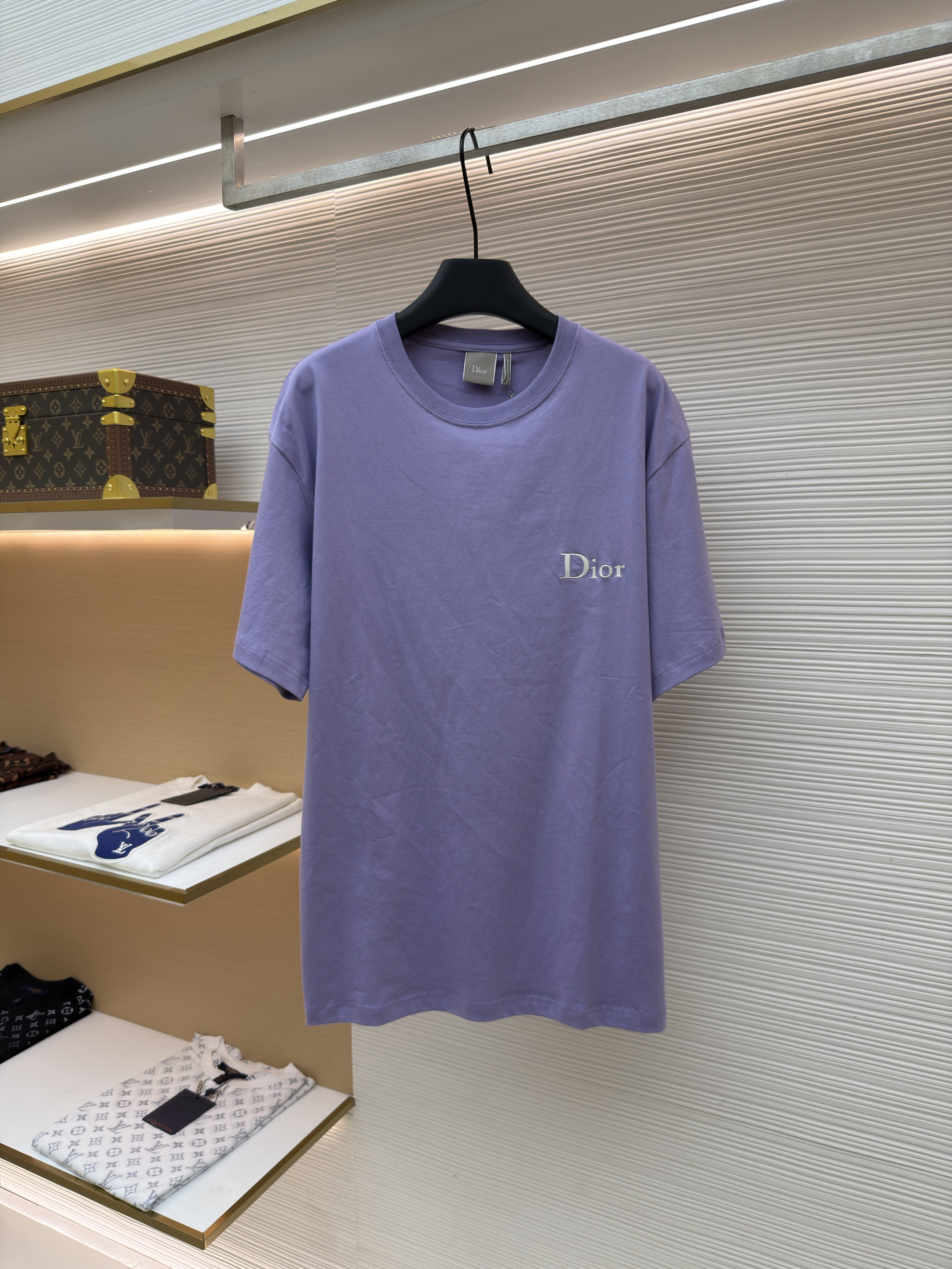 DIOR 迪奥 斜纹标志圆领短袖 T恤 夏季 紫色 A0 