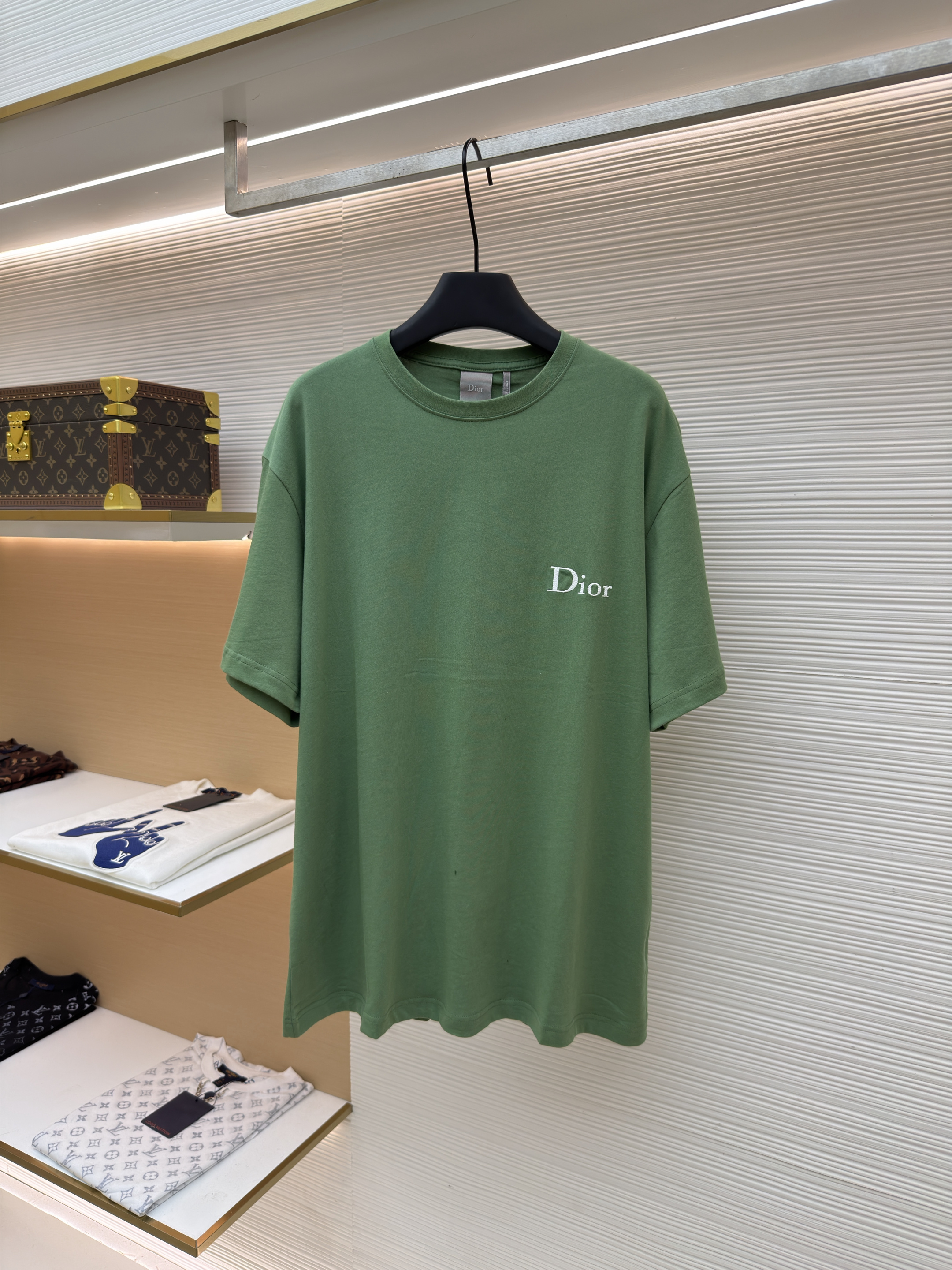 DIOR 迪奥 斜纹标志圆领短袖 T恤 夏季 绿色 A0 