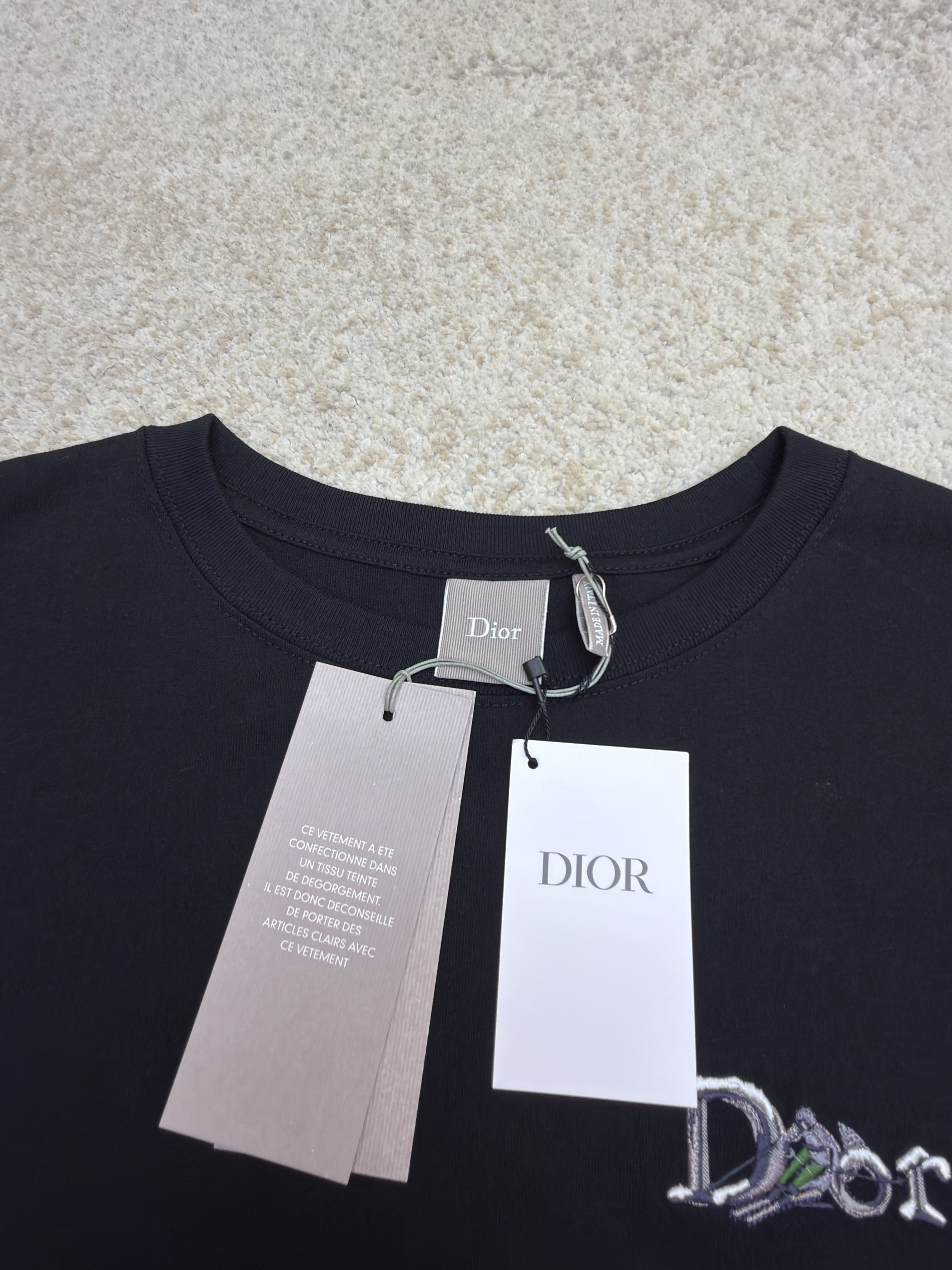 DIOR 迪奥 滑雪员刺绣圆领短袖 T恤 夏季 白色 黑色 A0 