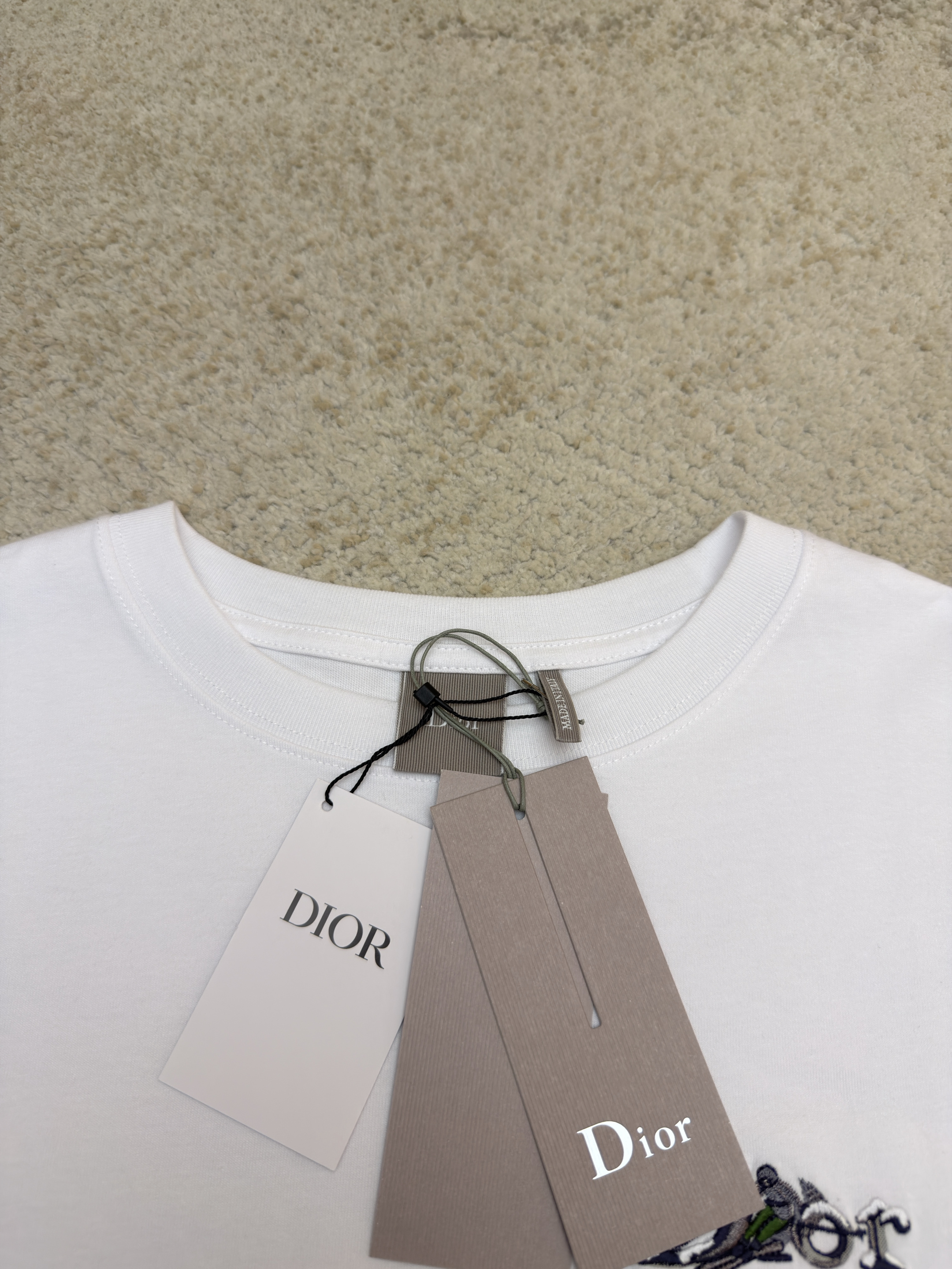 DIOR 迪奥 滑雪员刺绣圆领短袖 T恤 夏季 白色 黑色 A0 
