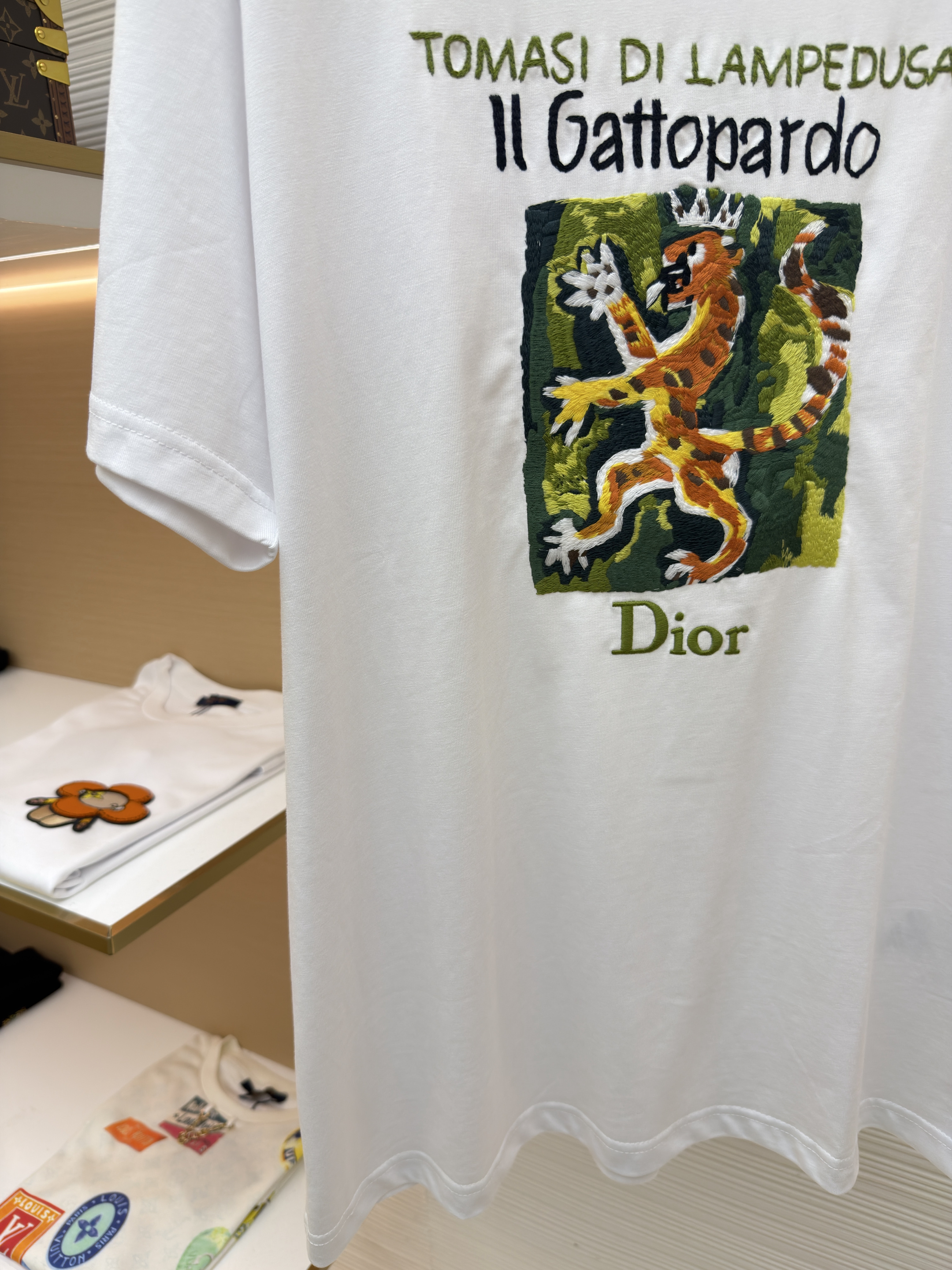 DIOR 迪奥 花豹刺绣圆领短袖 T恤 夏季 白色 A0 