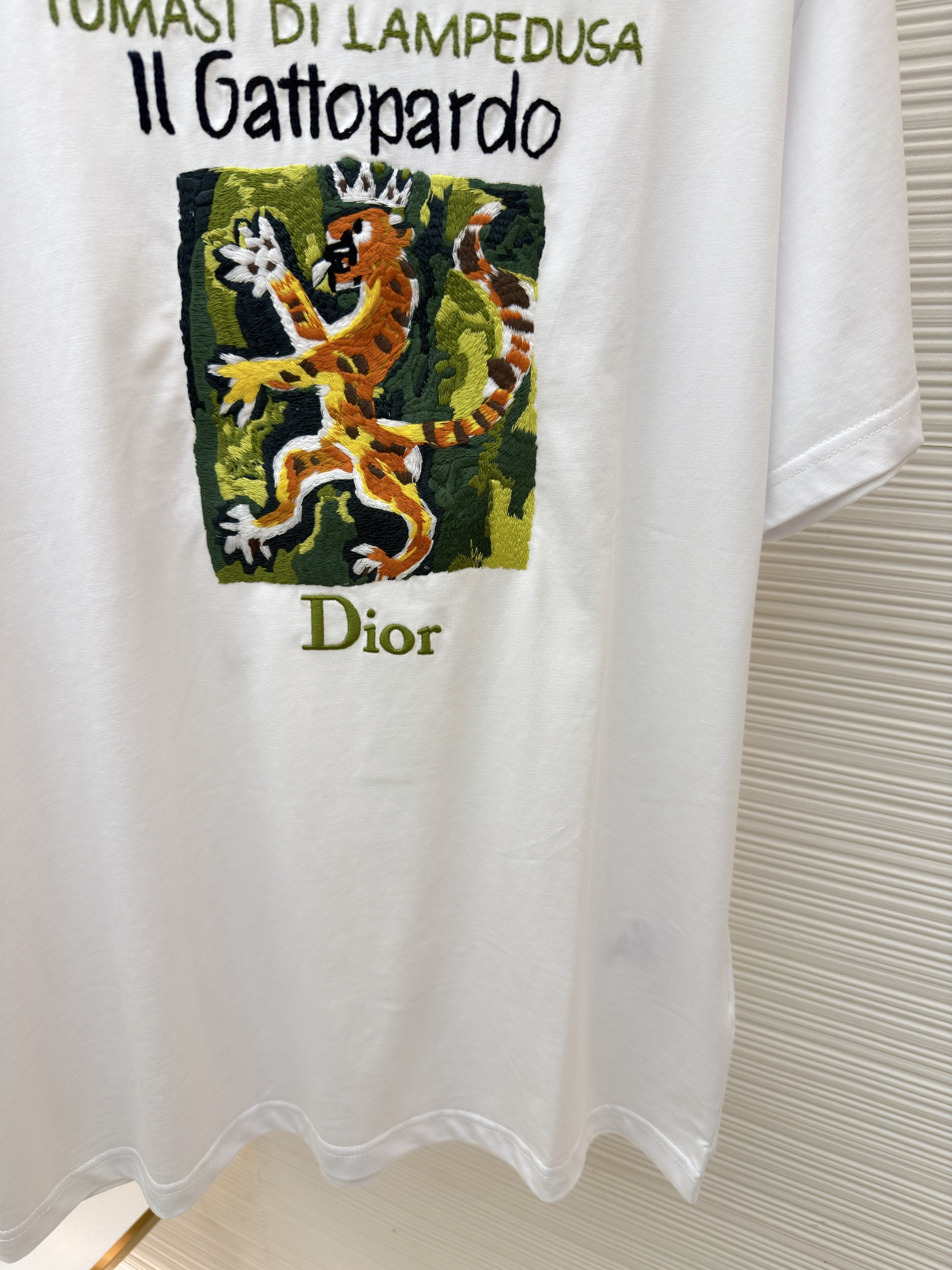 DIOR 迪奥 花豹刺绣圆领短袖 T恤 夏季 白色 A0 