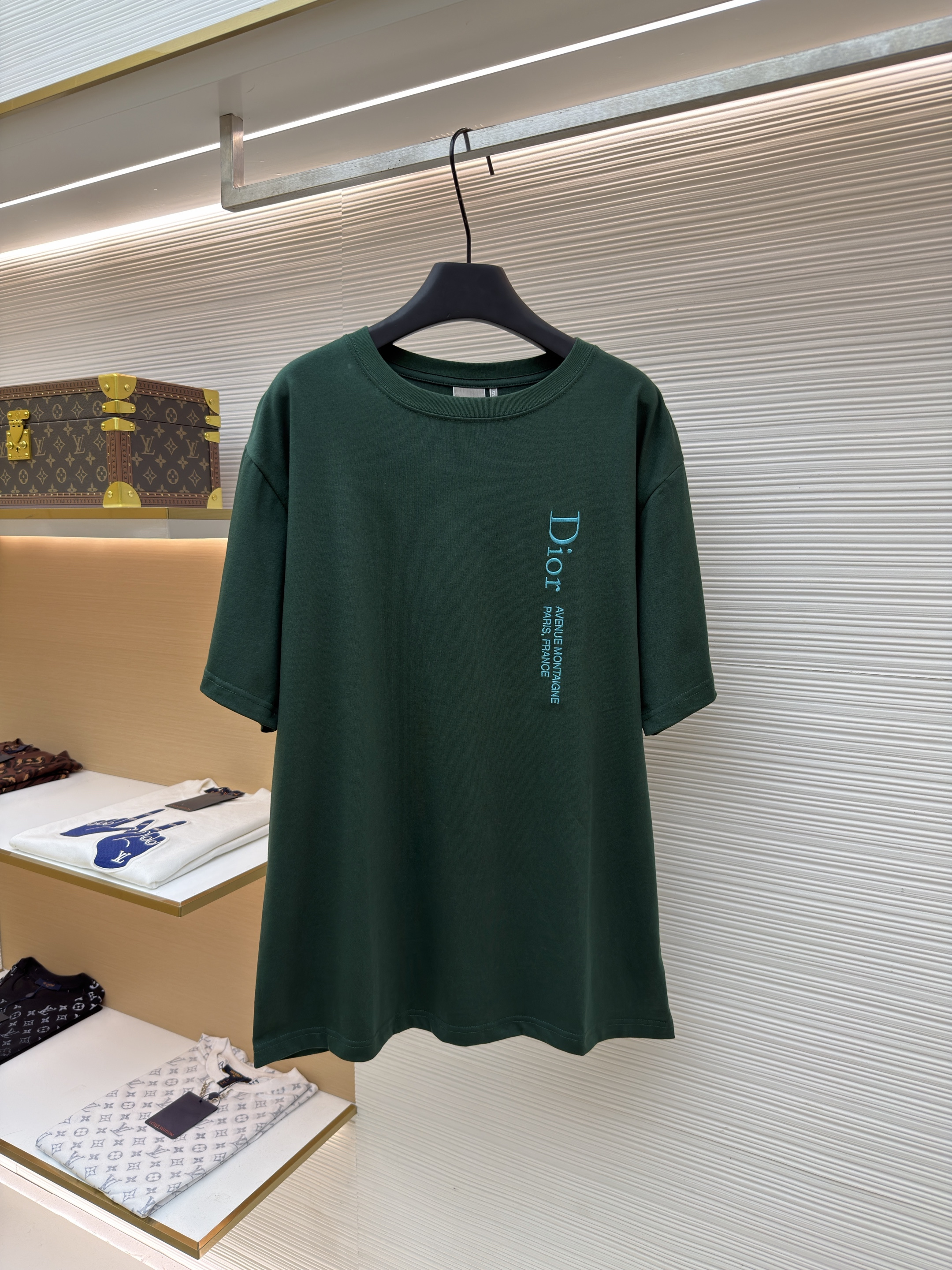 DIOR 迪奥 蒙田刺绣圆领短袖 T恤 夏季 绿色 A0 