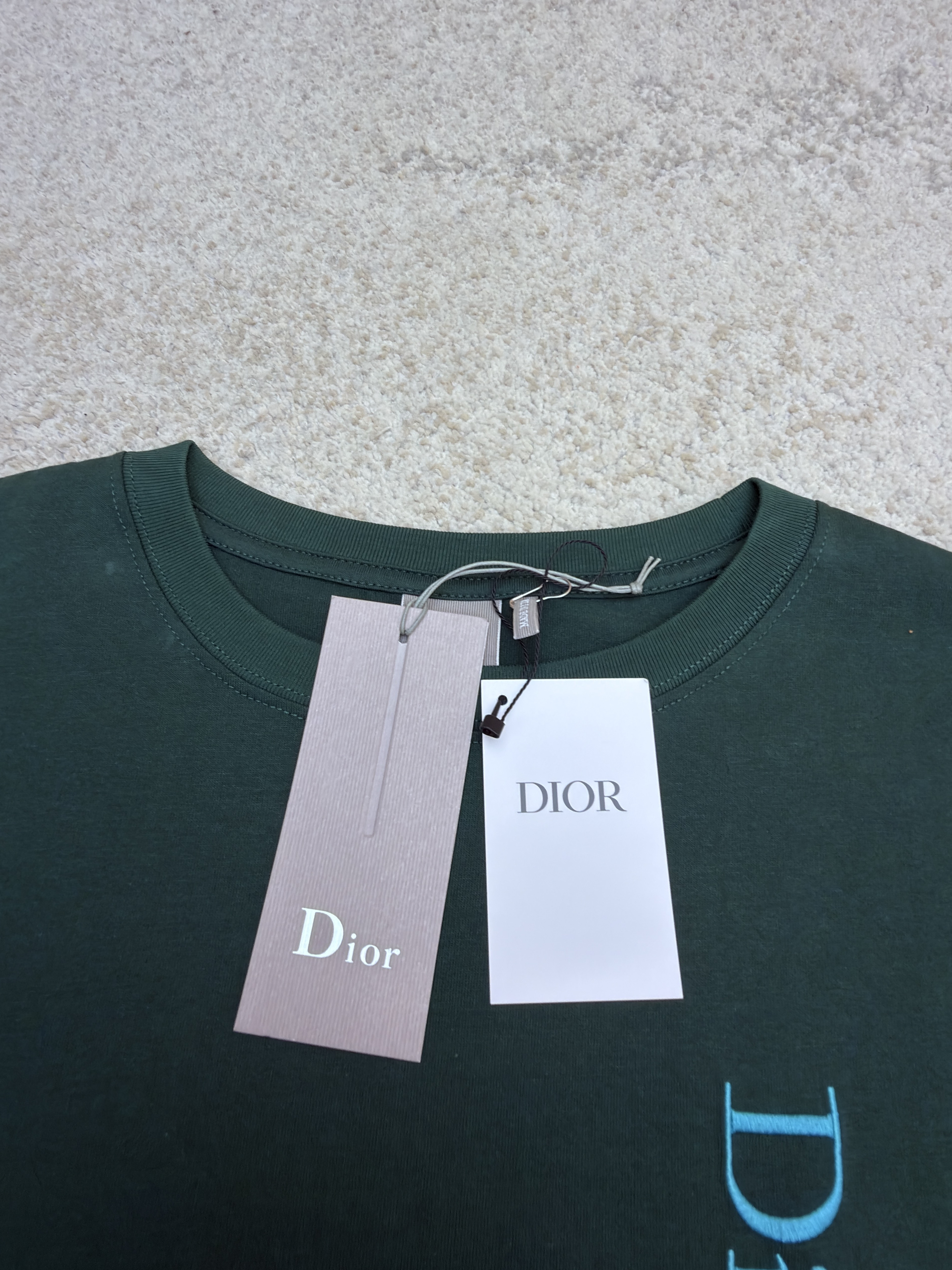DIOR 迪奥 蒙田刺绣圆领短袖 T恤 夏季 绿色 A0 