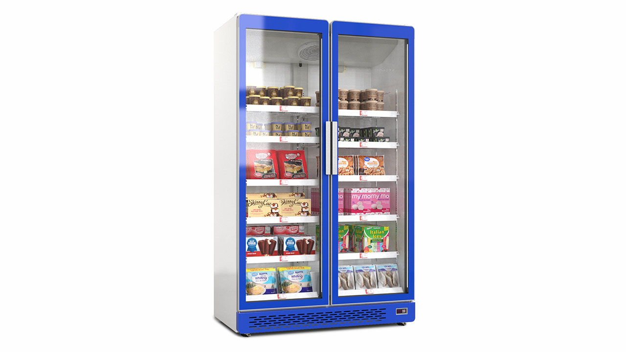 Glass door display freezer