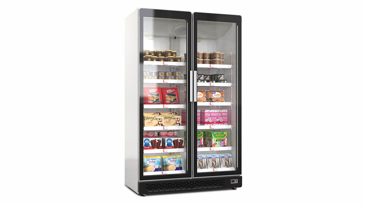 Glass door display freezer