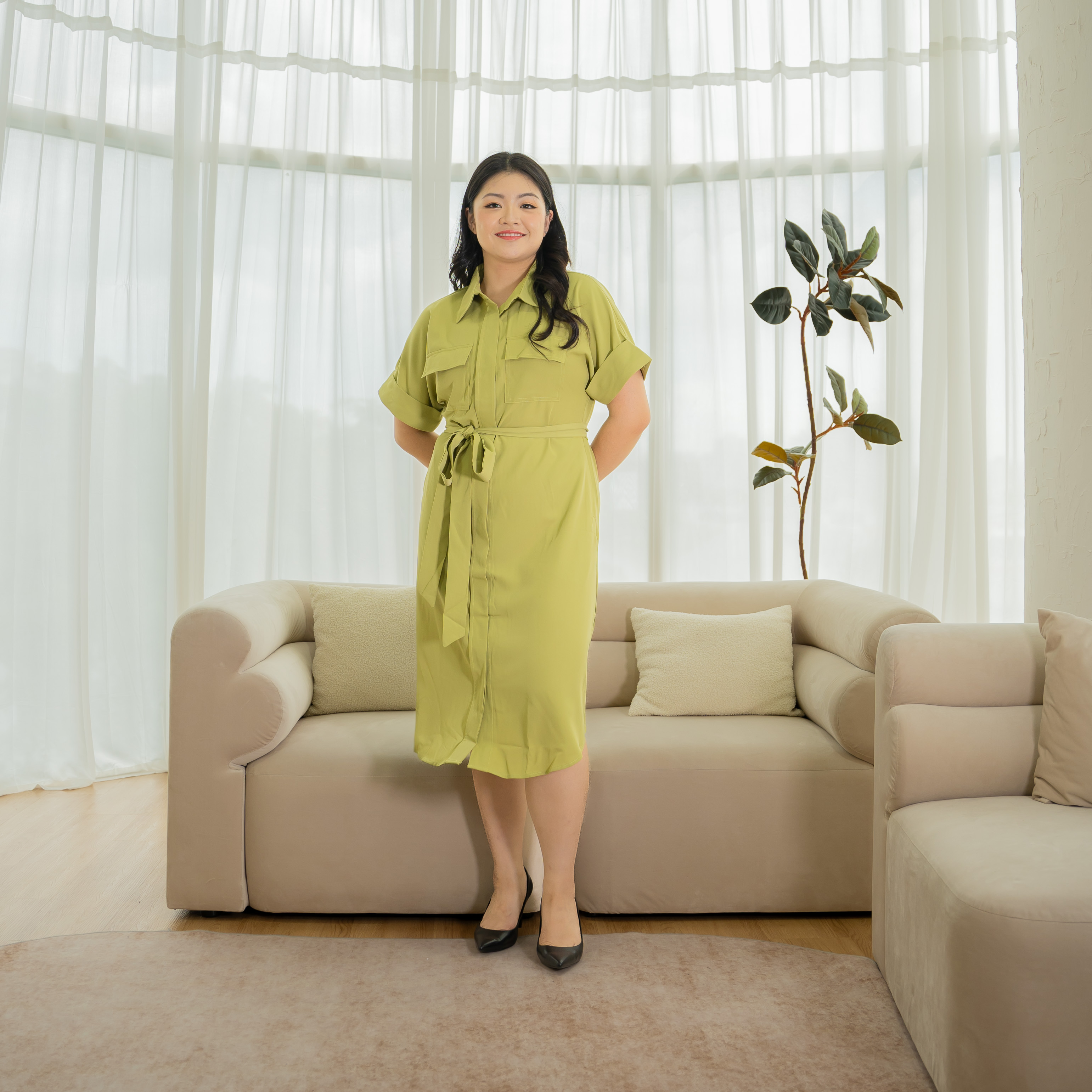 ELOISE JANESSA DRESS - GREEN-Juneoesque-Plus Size Clothing