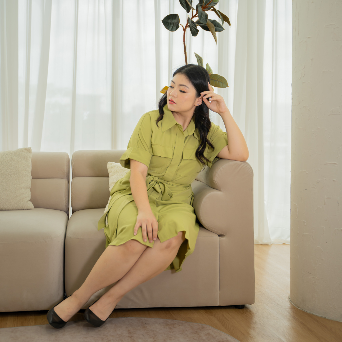 ELOISE JANESSA DRESS - GREEN-Juneoesque-Plus Size Clothing