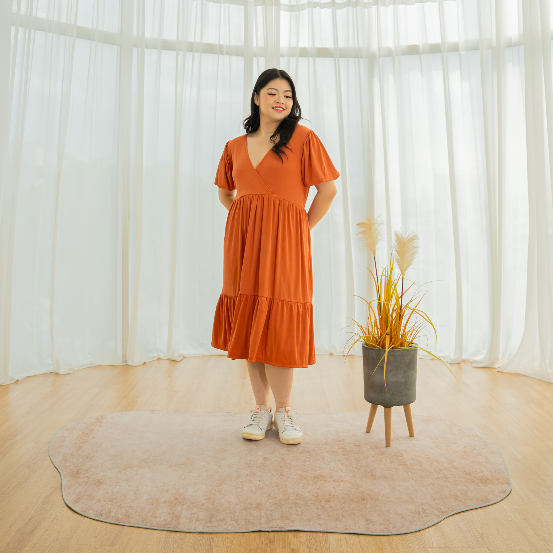 MICAH JONAS DRESS - BRICK-Juneoesque-Plus Size Clothing