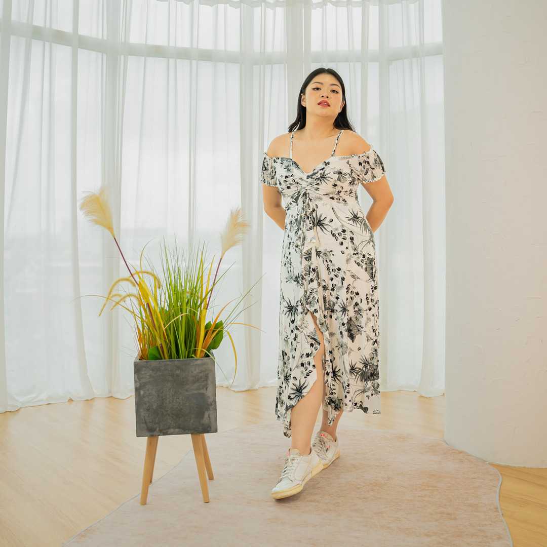 FREYA WILMA DRESS - GRAYSCALE BOTANICA